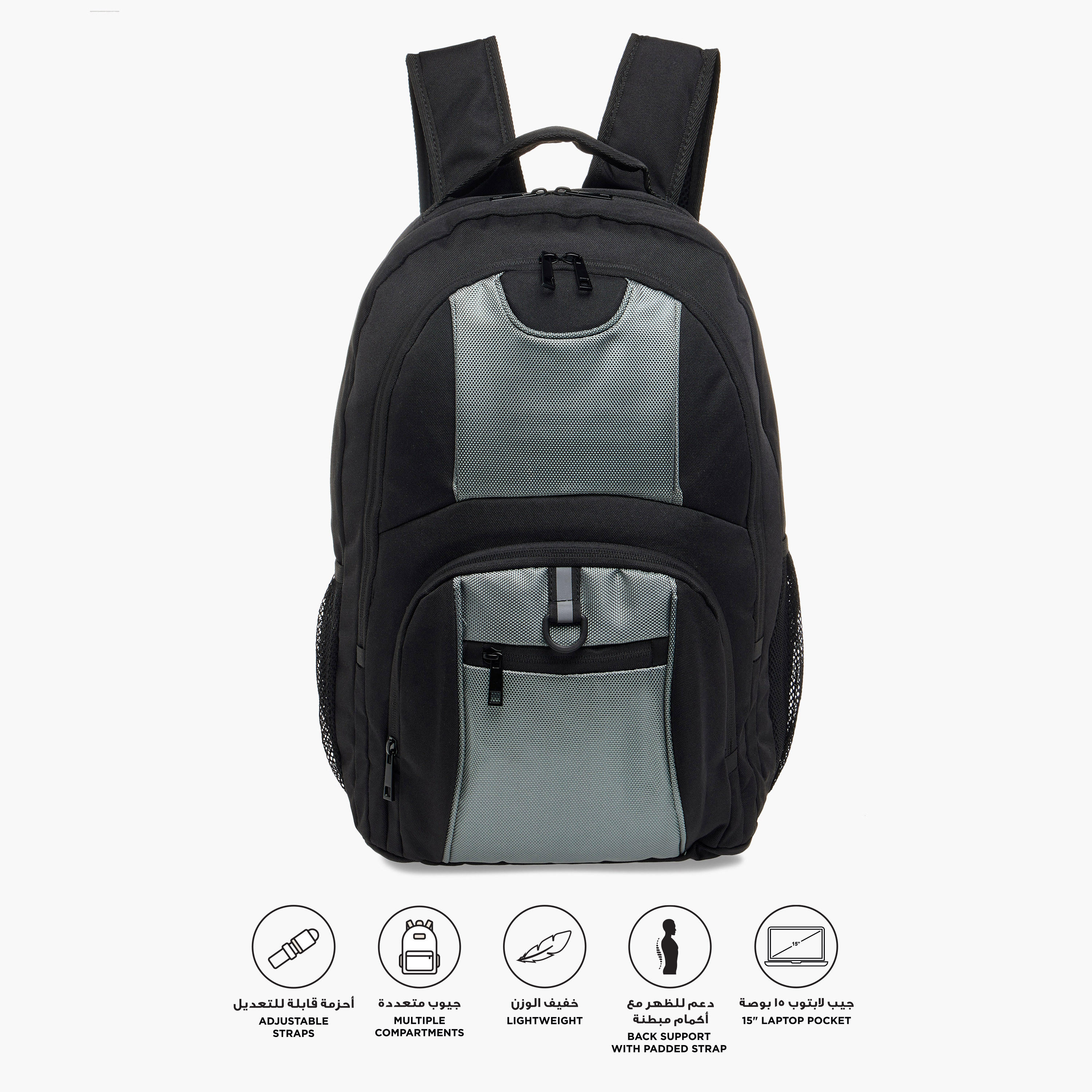 Multi-Pocket Backpack Bag with Adjustable Shoulder Strap and Zip Closure - 33x16x46 cm-men-bags-image-3