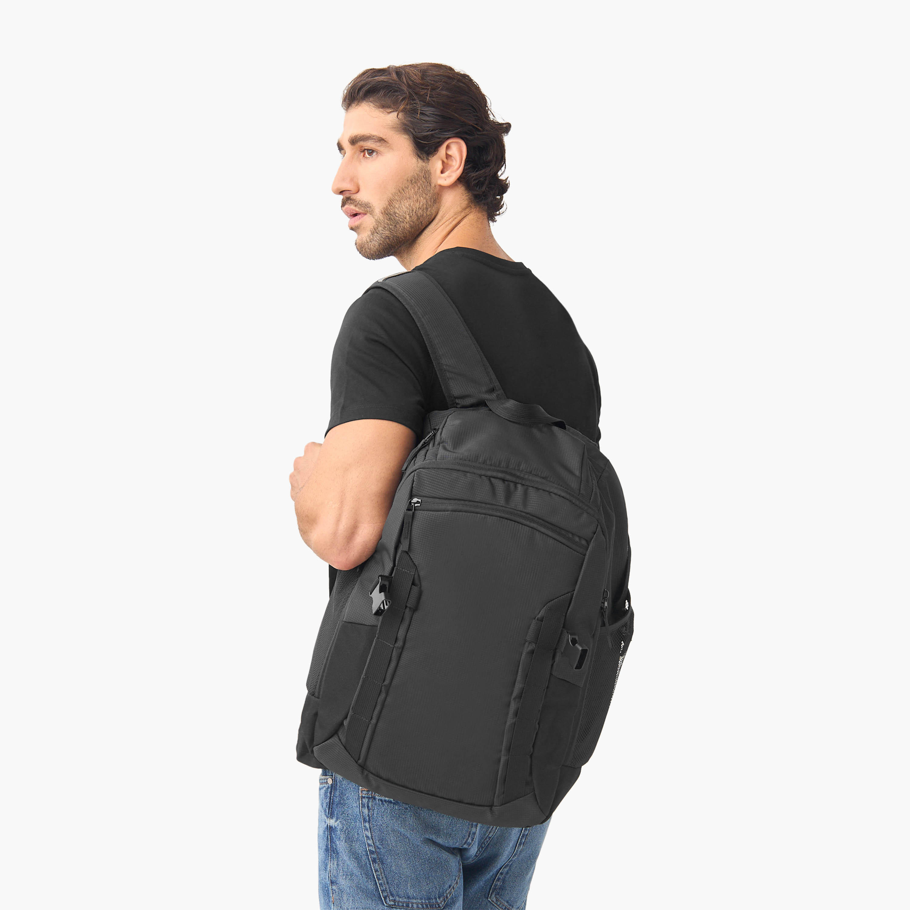 شنطة ظهر بارزة الملمس بأحزمة كتف قابلة للتعديل وسحّاب إغلاق-men-bags-image-2