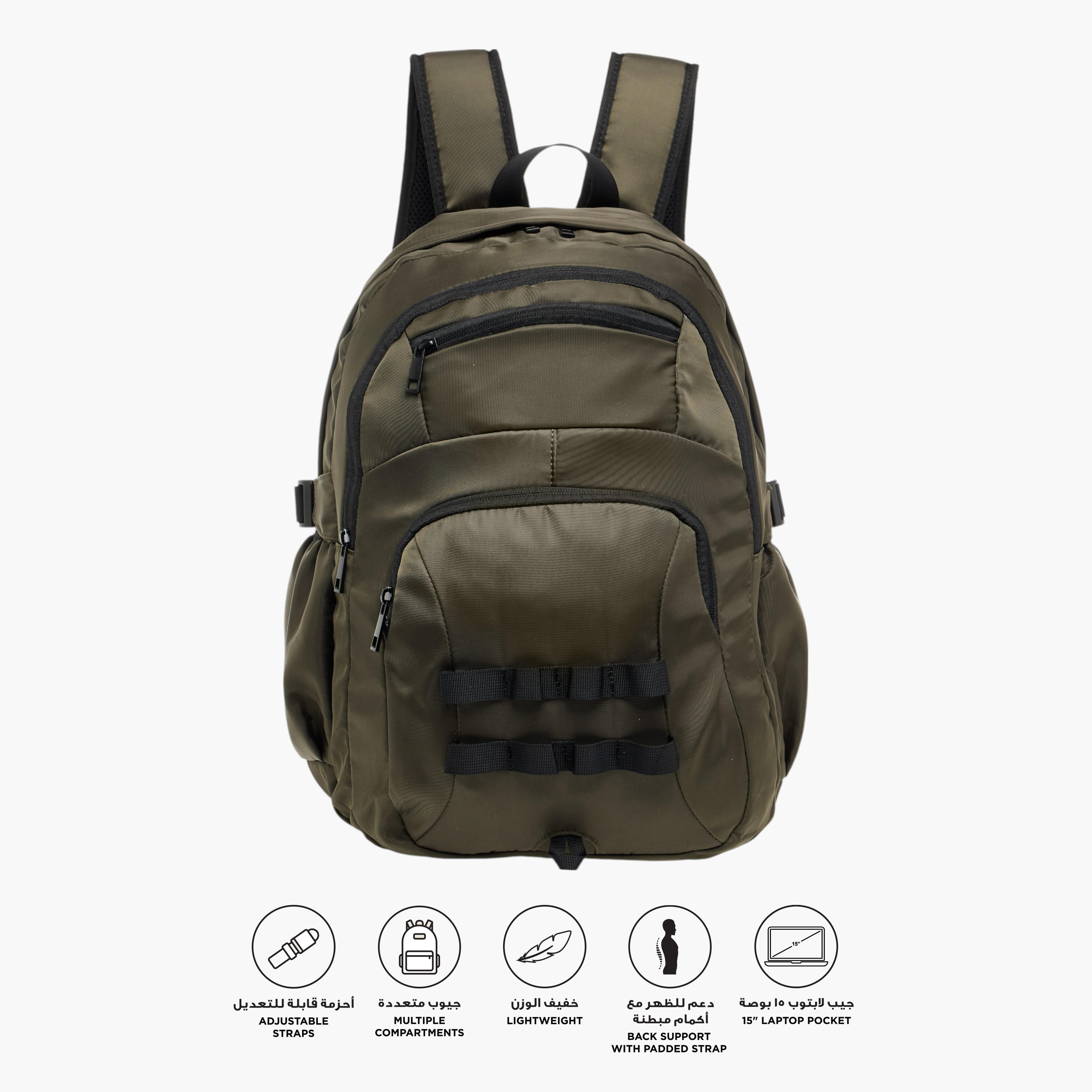 Panelled Backpack with Adjustable Straps and Zip Closure - 35x17x46 cm-men-bags-image-3