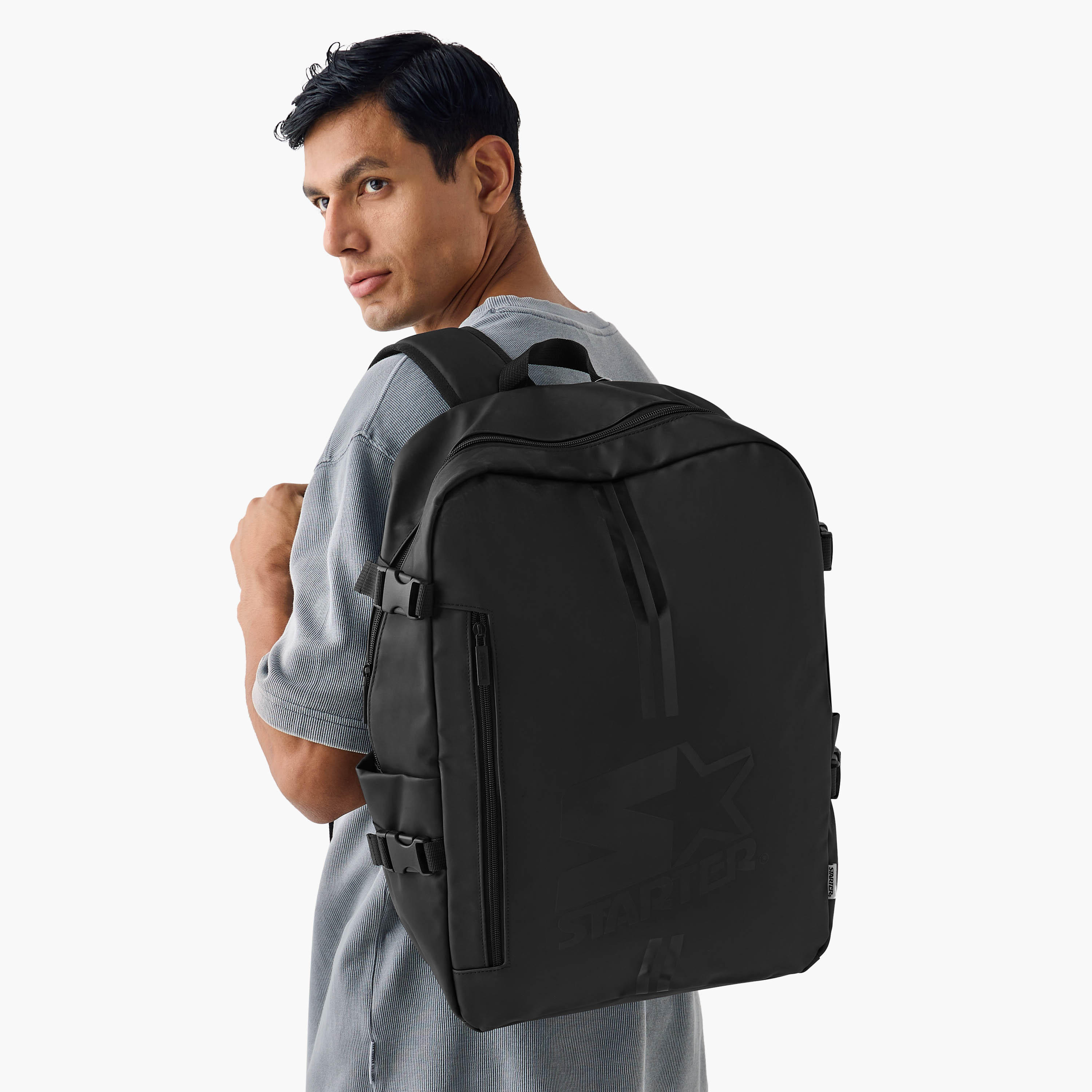 شنطة ظهر بأحزمة قابلة للتعديل وسحّاب إغلاق وطبعات من ستارتر - 33x16x46 سم-men-bags-image-8