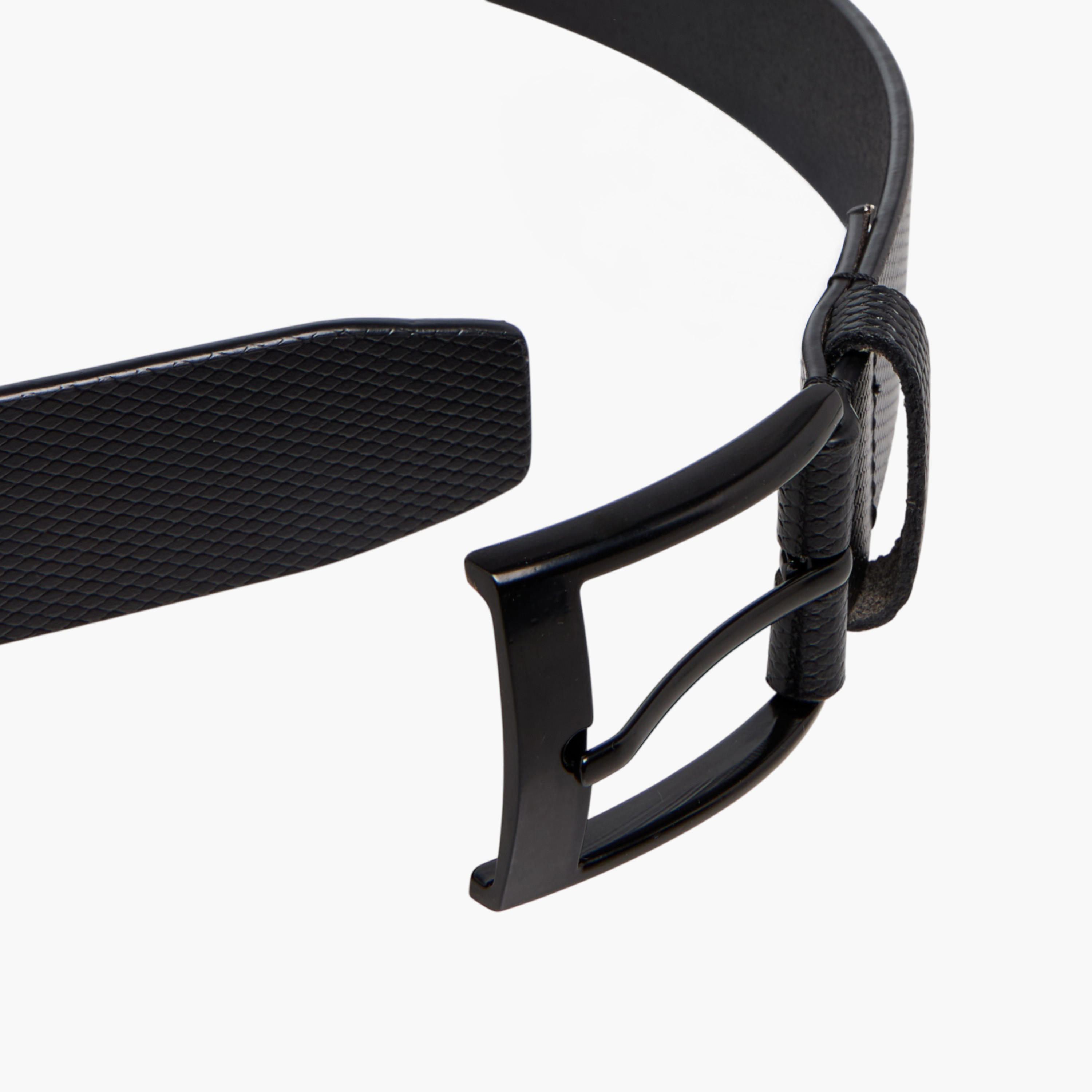 حزام جلد بارز الملمس بإبزيم إغلاق بدبوس-men-beltsandwallets-belts-image-1