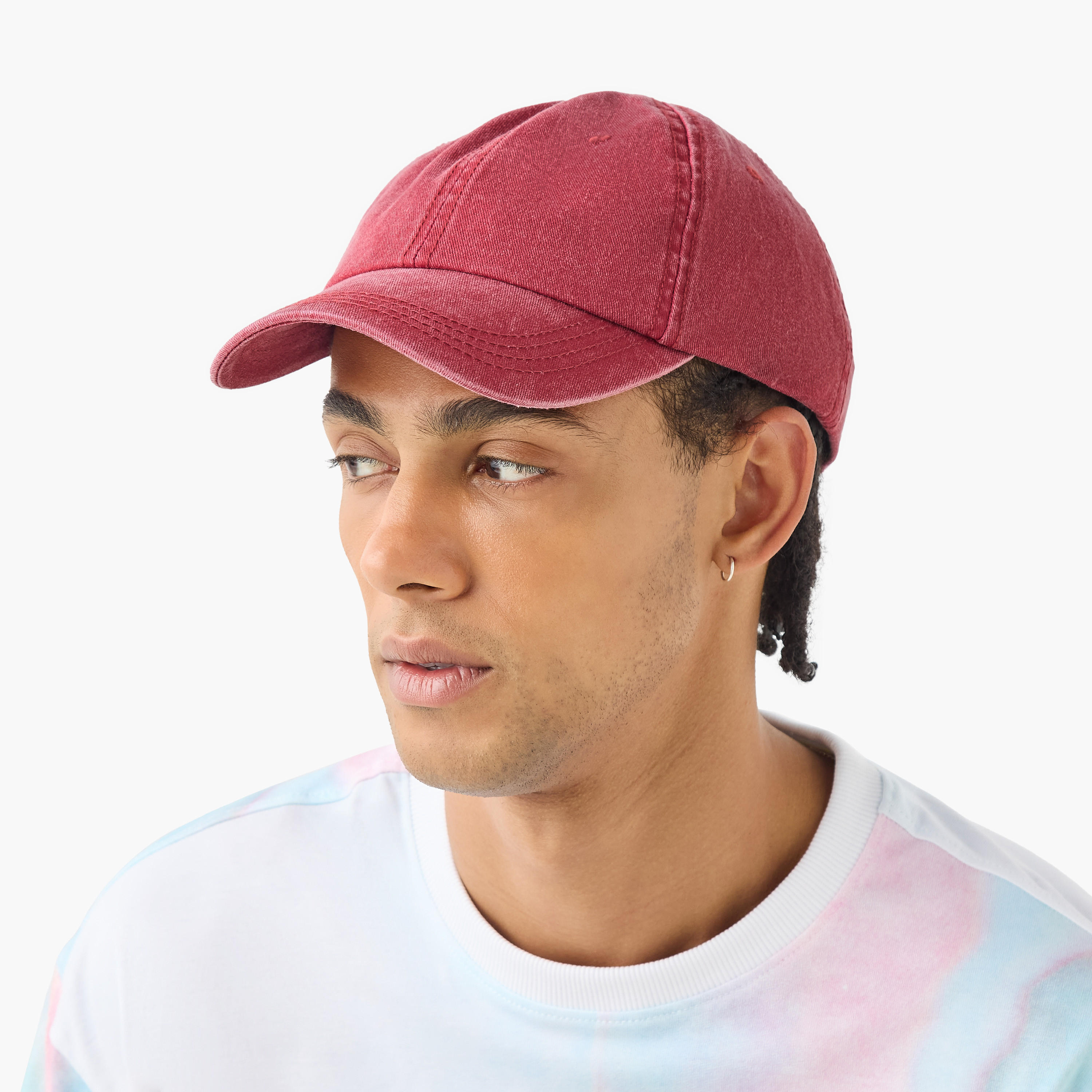 Denim Cap with Buckled Strap Closure-men-caps-image-2