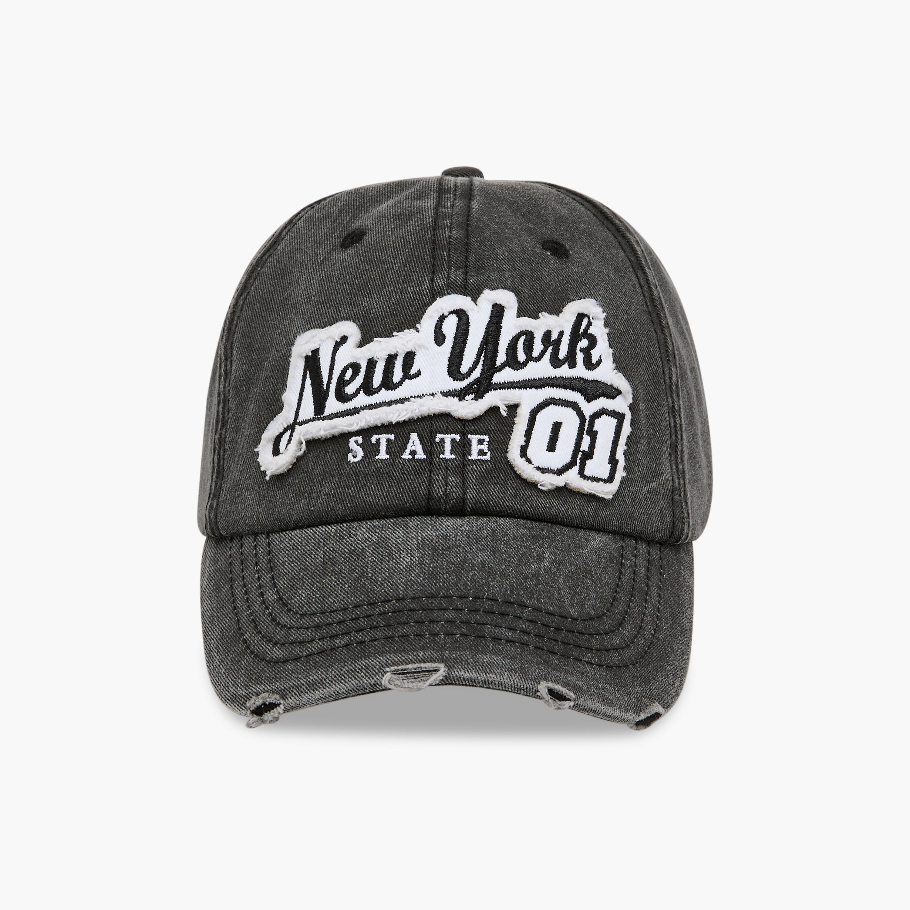 New York Embroidered Cap with Buckled Strap Closure-men-caps-image-1