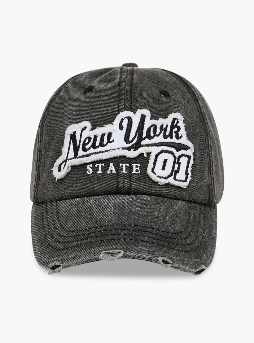 New York Embroidered Cap with Buckled Strap Closure-men-caps-image-1