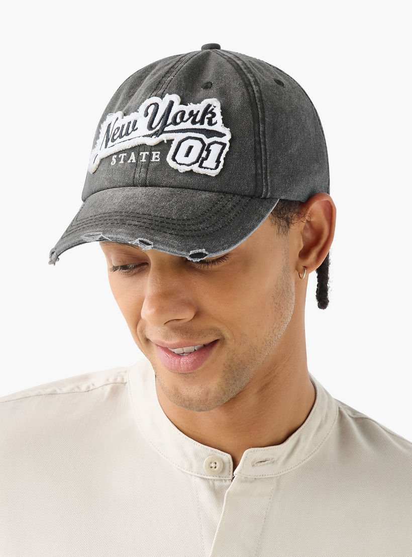 New York Embroidered Cap with Buckled Strap Closure-men-caps-image-2