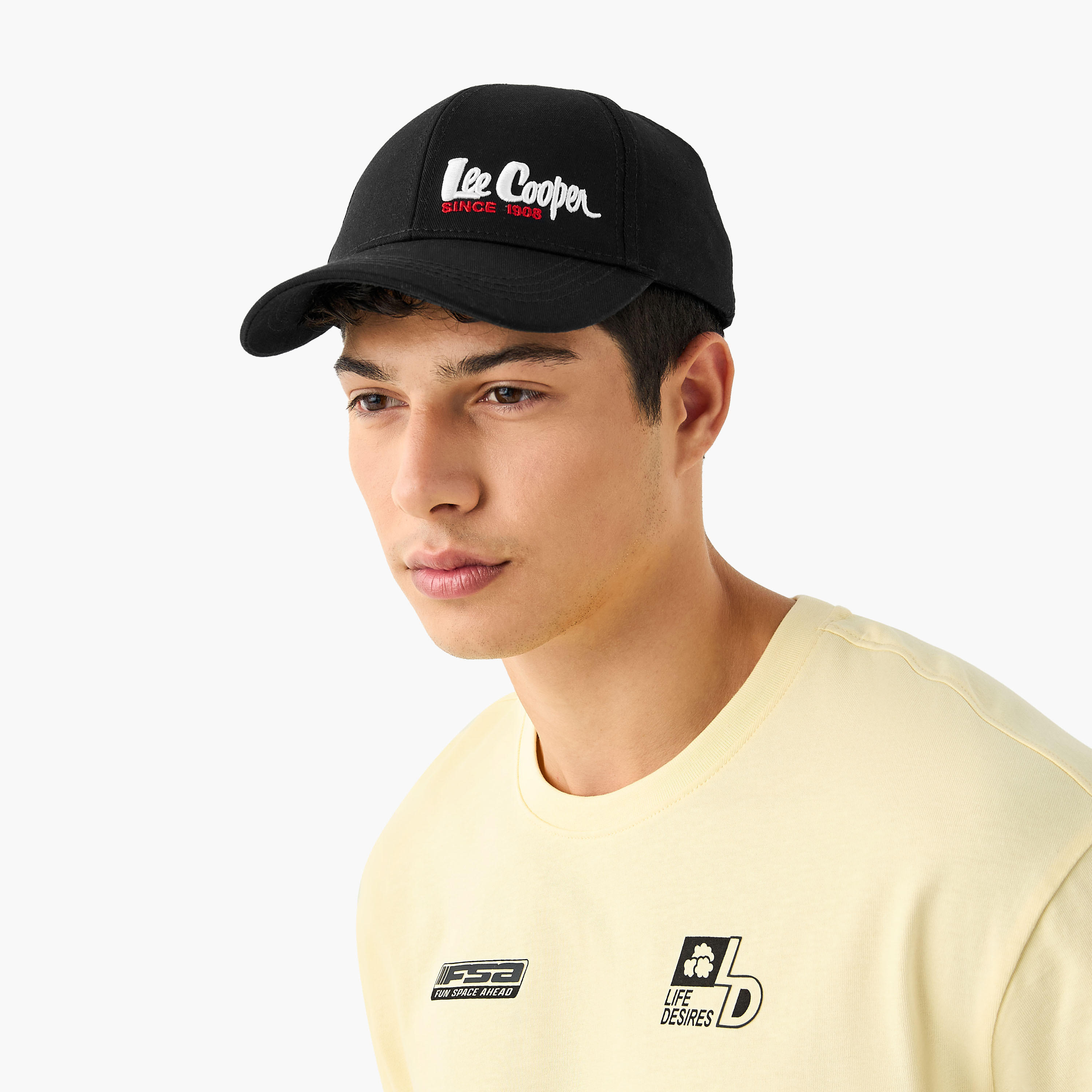 Lee Cooper Logo Embroidered Cap with Buckled Strap Closure-men-caps-image-2