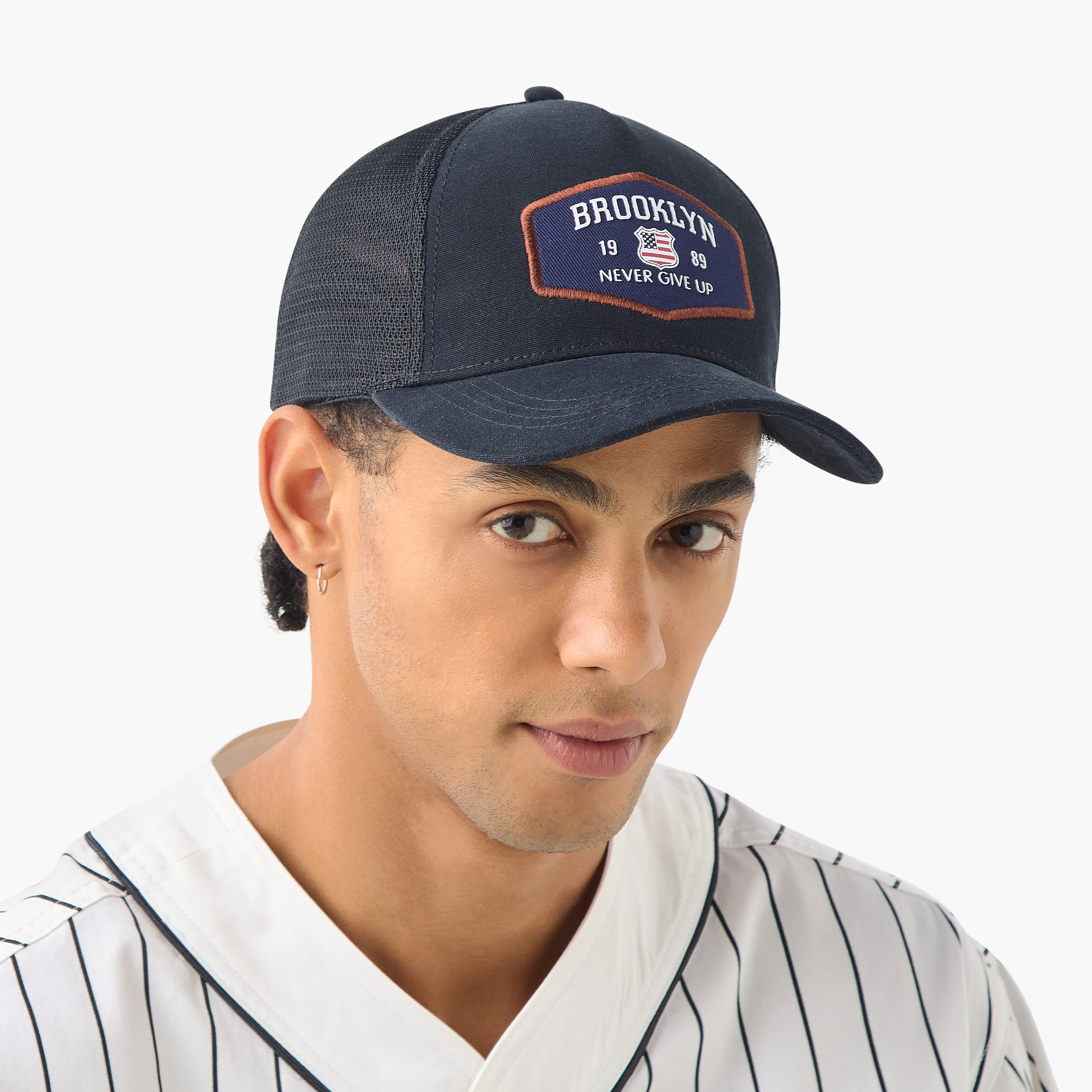 Brooklyn Patch Detail Cap with Snap Back Closure-men-caps-image-2
