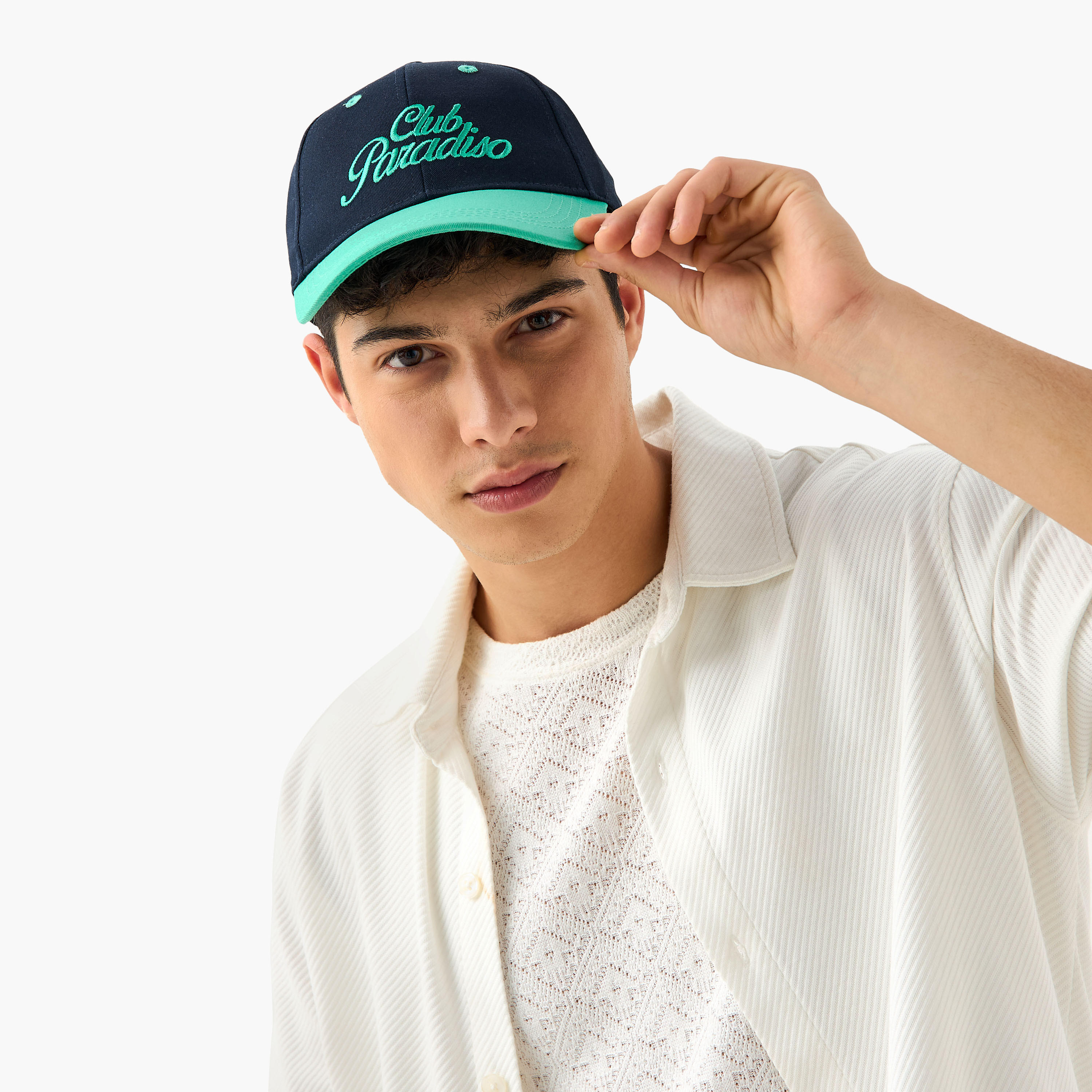 Embroidered Cap with Buckled Strap Closure-men-caps-image-2