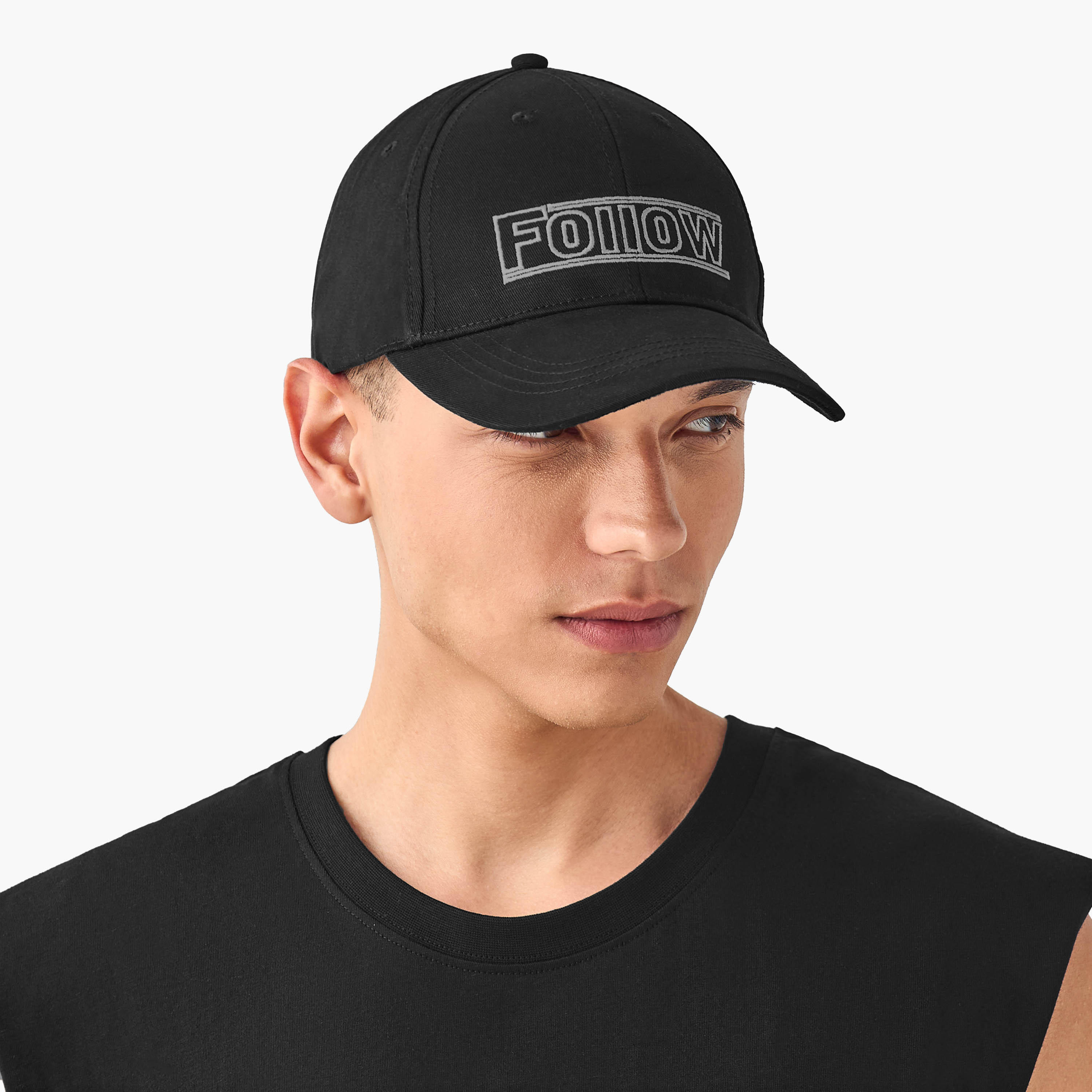 Embroidered Cap with Buckled Strap Closure-men-caps-image-2