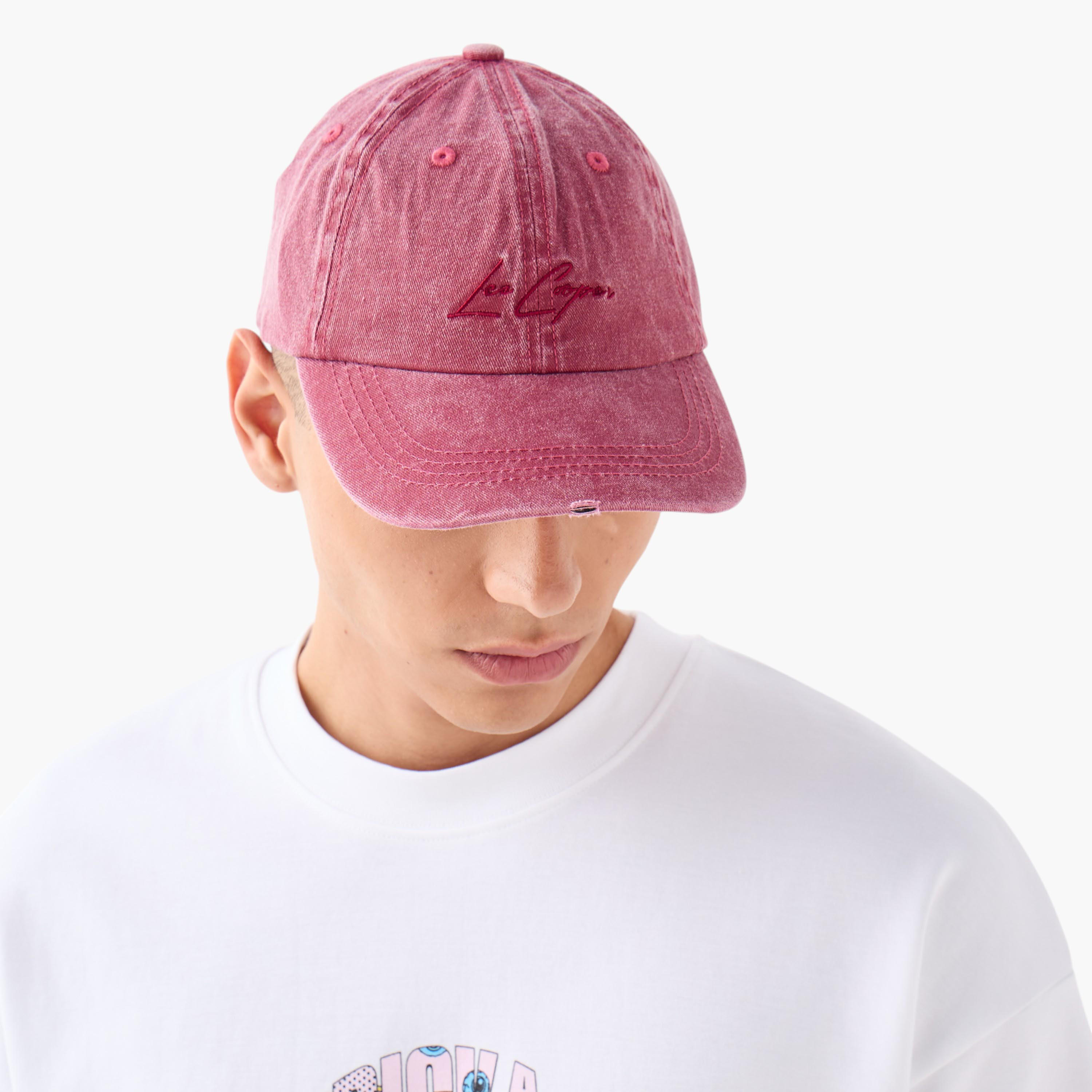 Lee Cooper Logo Embroidered Cap with Buckled Strap Closure-men-caps-image-2