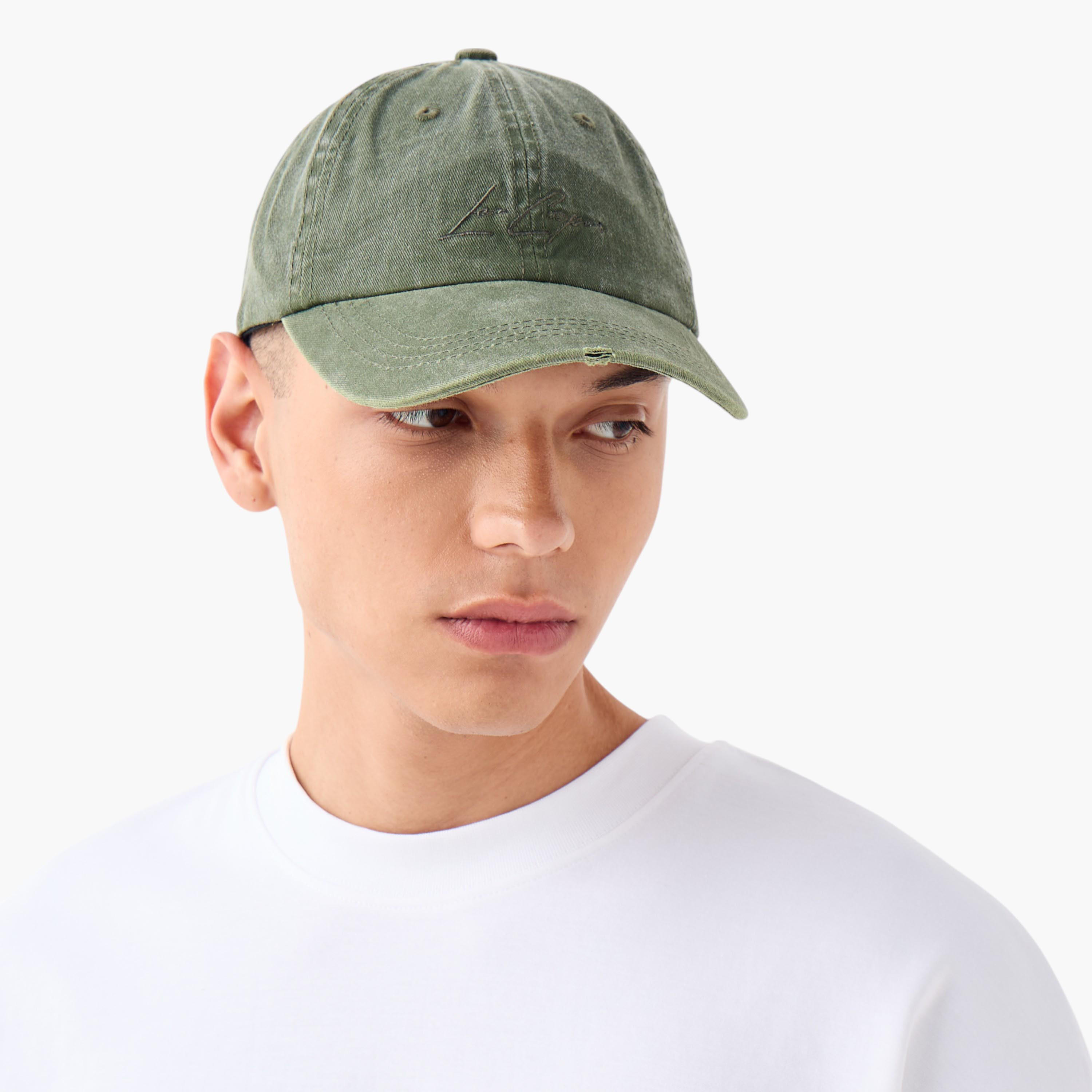 Lee Cooper Logo Embroidered Cap with Buckled Strap Closure-men-caps-image-2