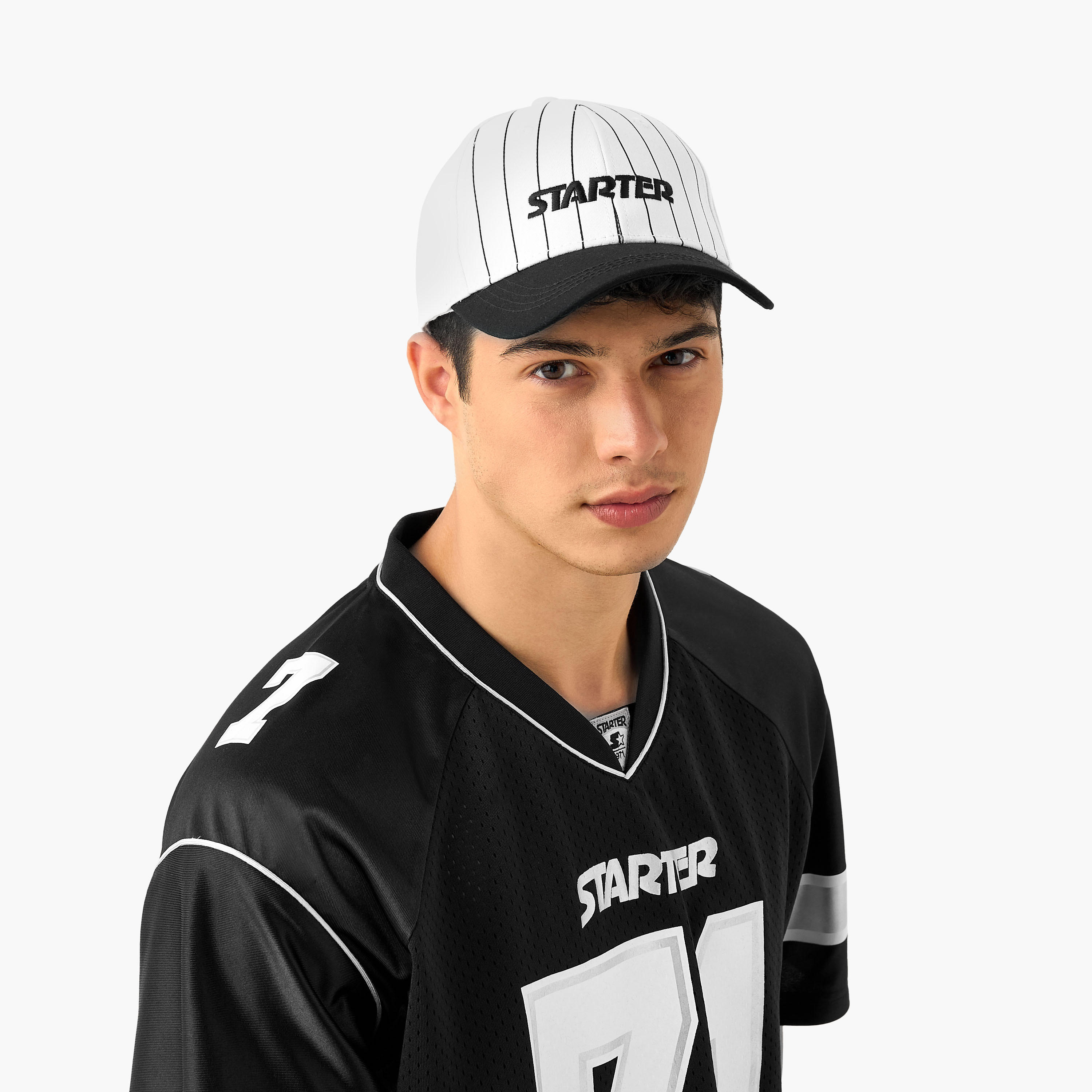 كاب مخطط مع حزام إغلاق بإبزيم من ستارتر-men-caps-image-2