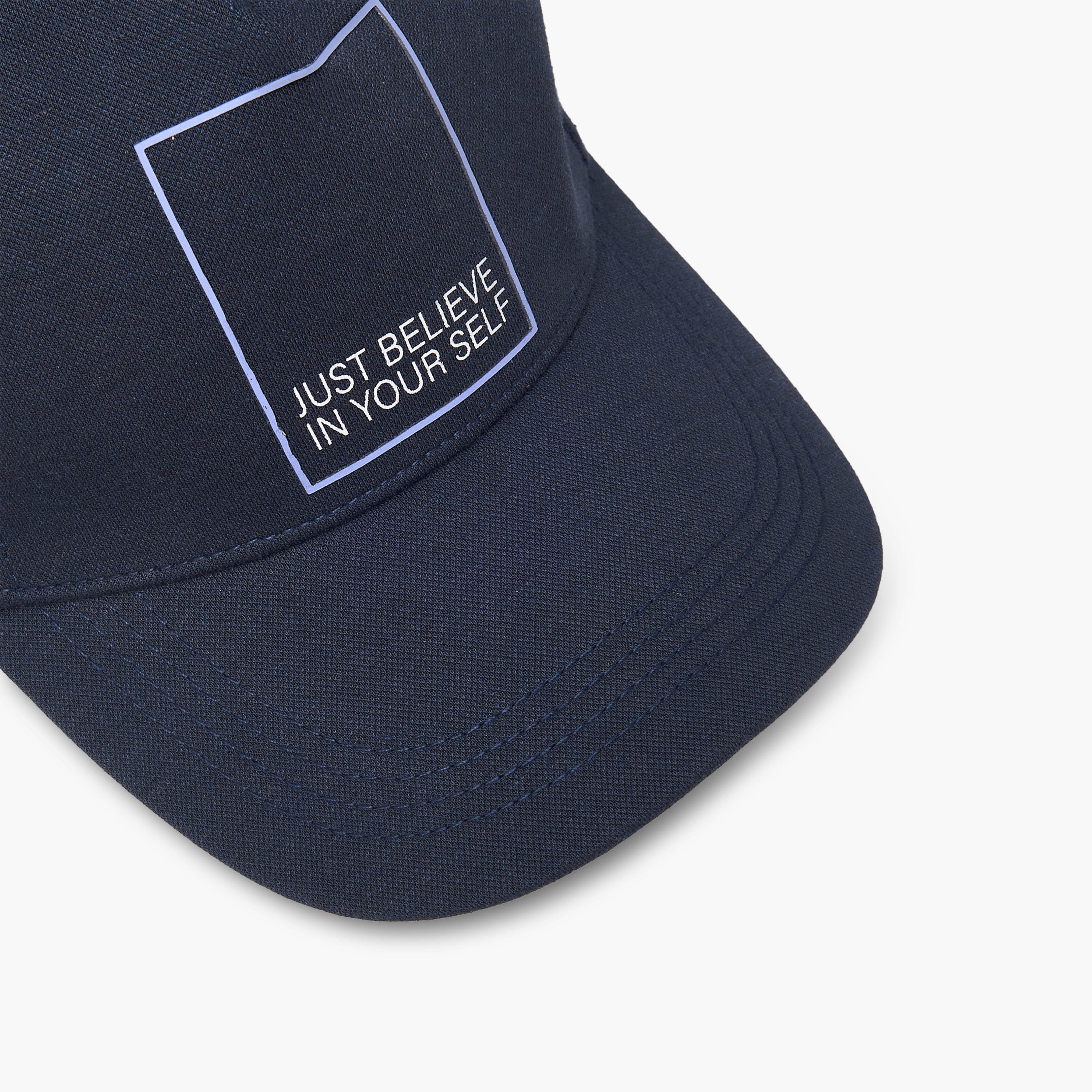 Slogan Print Cap with Buckled Strap Closure-men-caps-image-6