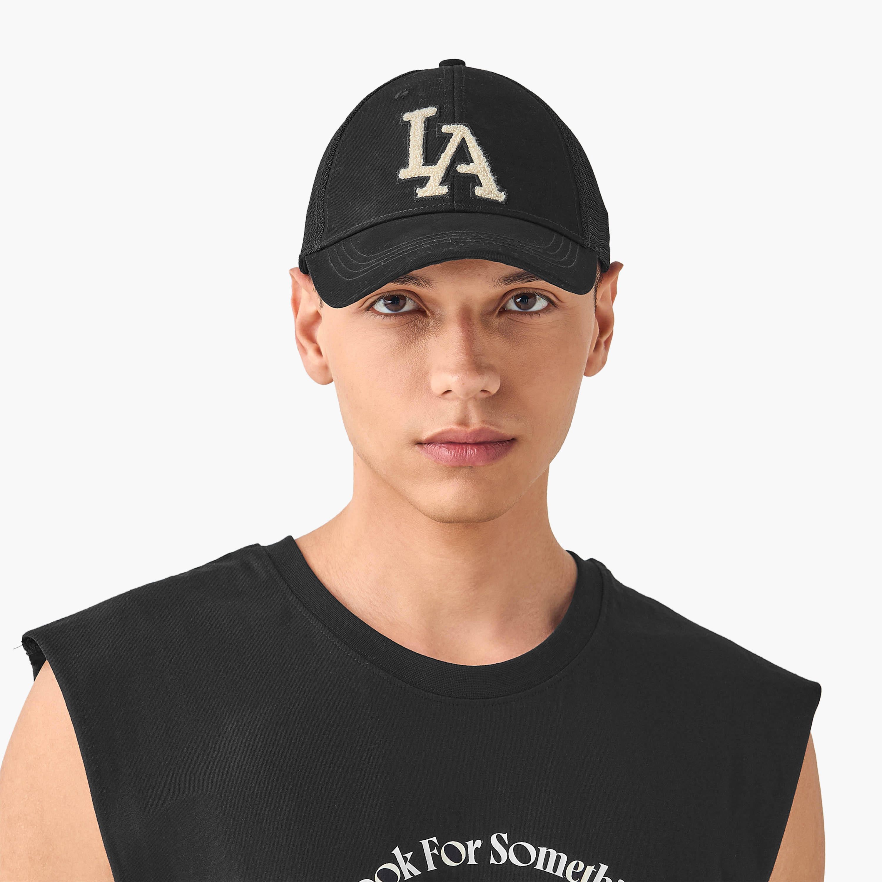 LA Embroidered Cap with Snap Back Closure-men-caps-image-2