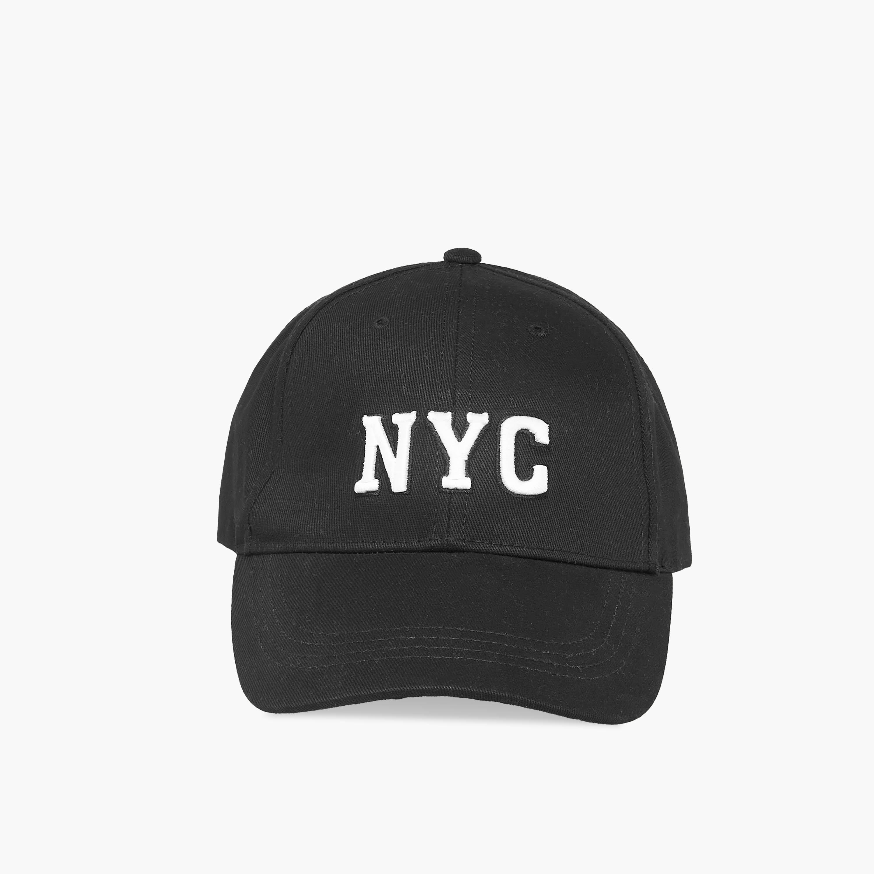 NYC Embroidered Cap with Buckled Strap Closure-men-caps-image-1