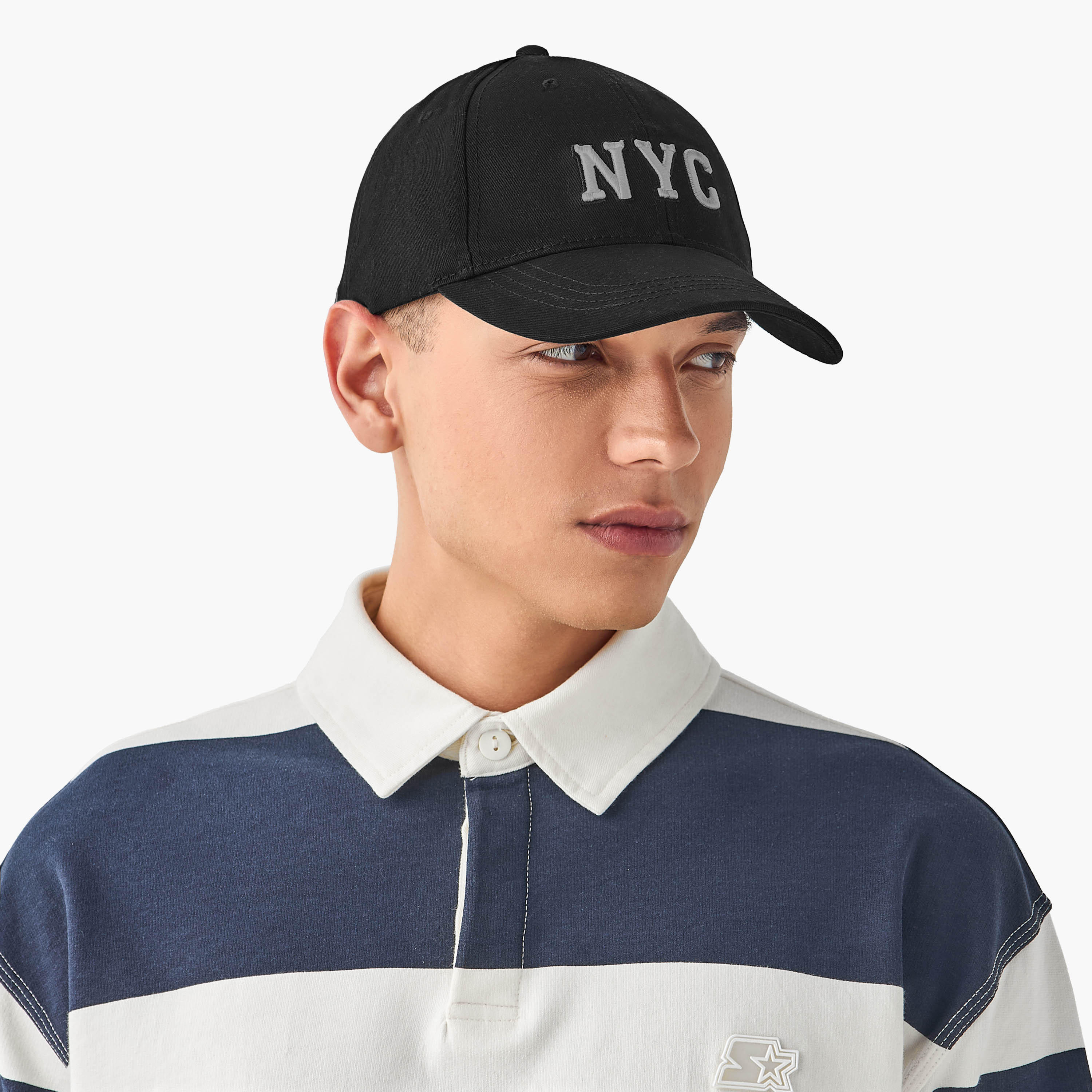 NYC Embroidered Cap with Buckled Strap Closure-men-caps-image-2