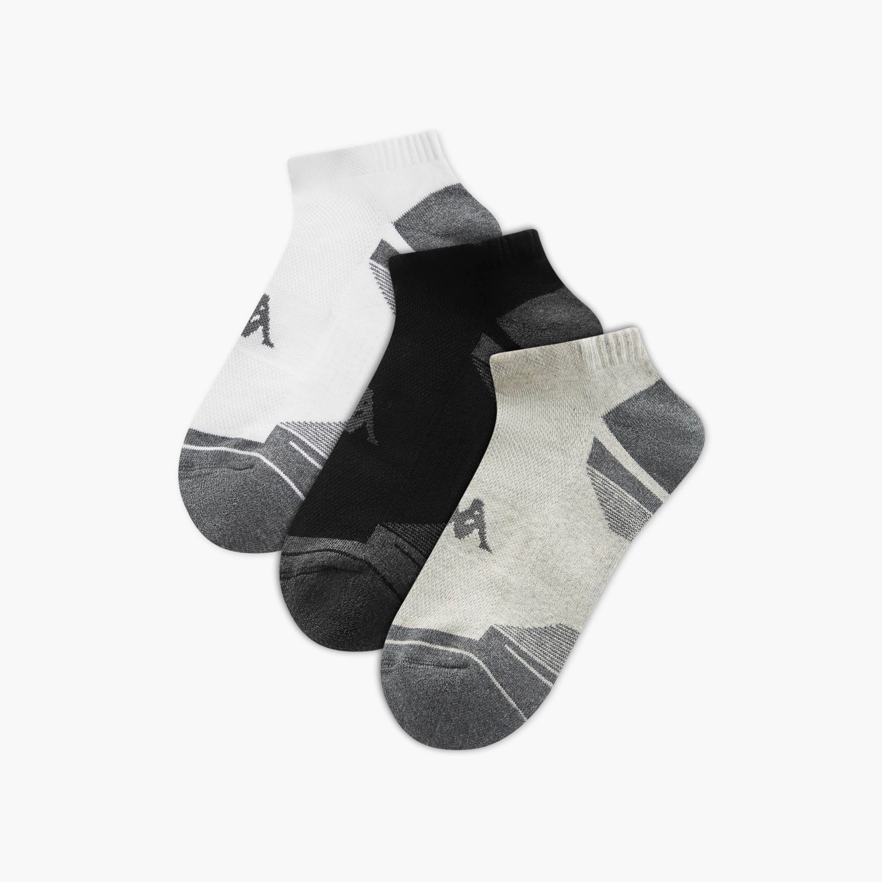 جوارب نصف تيري بطول الكاحل وحماية من البكتيريا وطبعات الشعار من كابا - طقم من 3 أزواج-men-socks-image-1