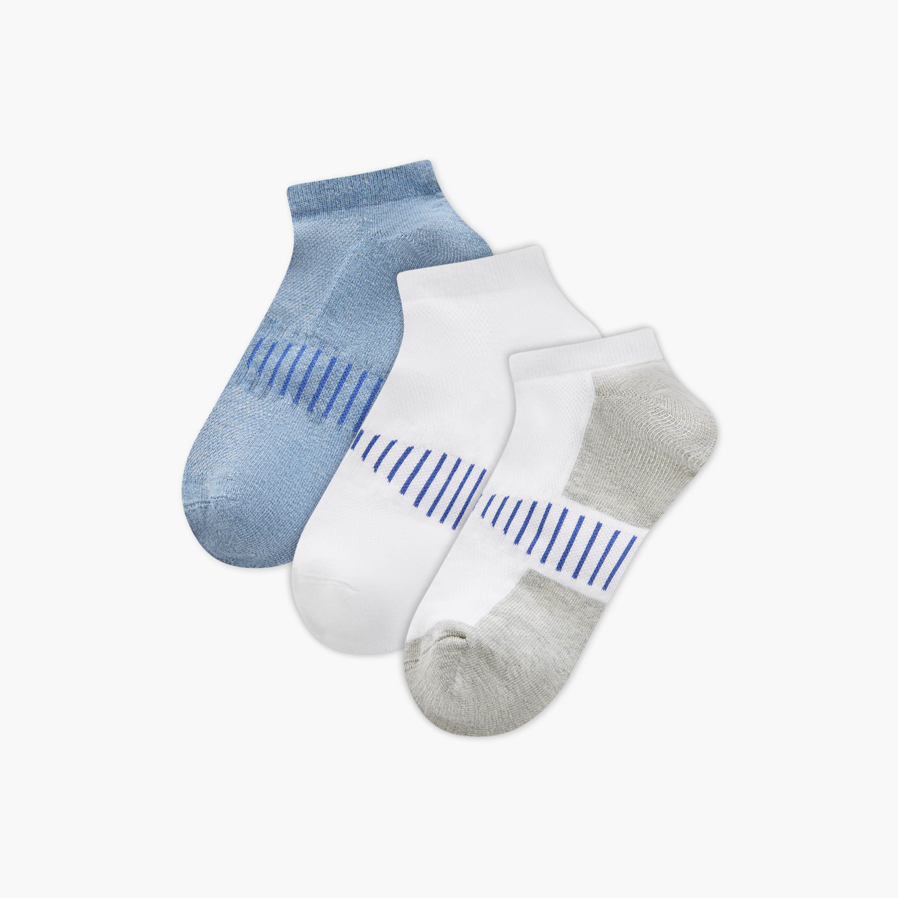جوارب مقلّمة بطول الكاحل وحماية من البكتيريا - طقم من 3 أزواج-men-socks-image-1