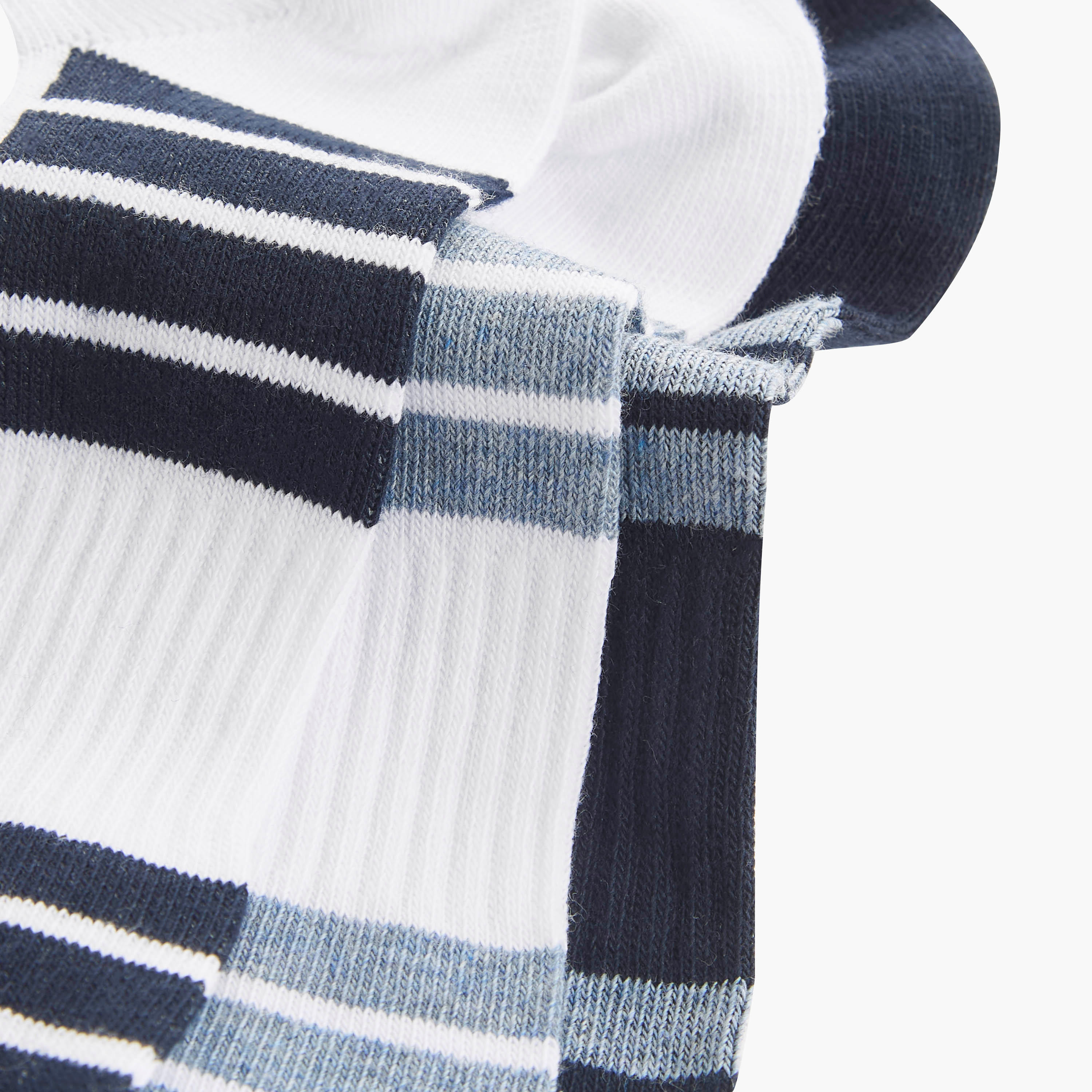 Set of 3 - Stripe Detail Ankle Length Socks with Antibacterial Protection-men-socks-image-4