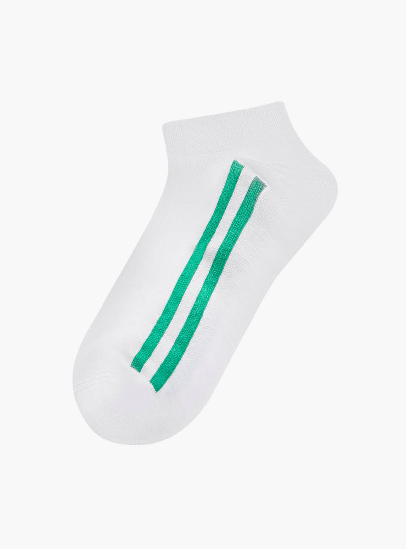 Set of 3 - Stripe Detail Ankle Length Socks with Antibacterial Protection-men-socks-image-2