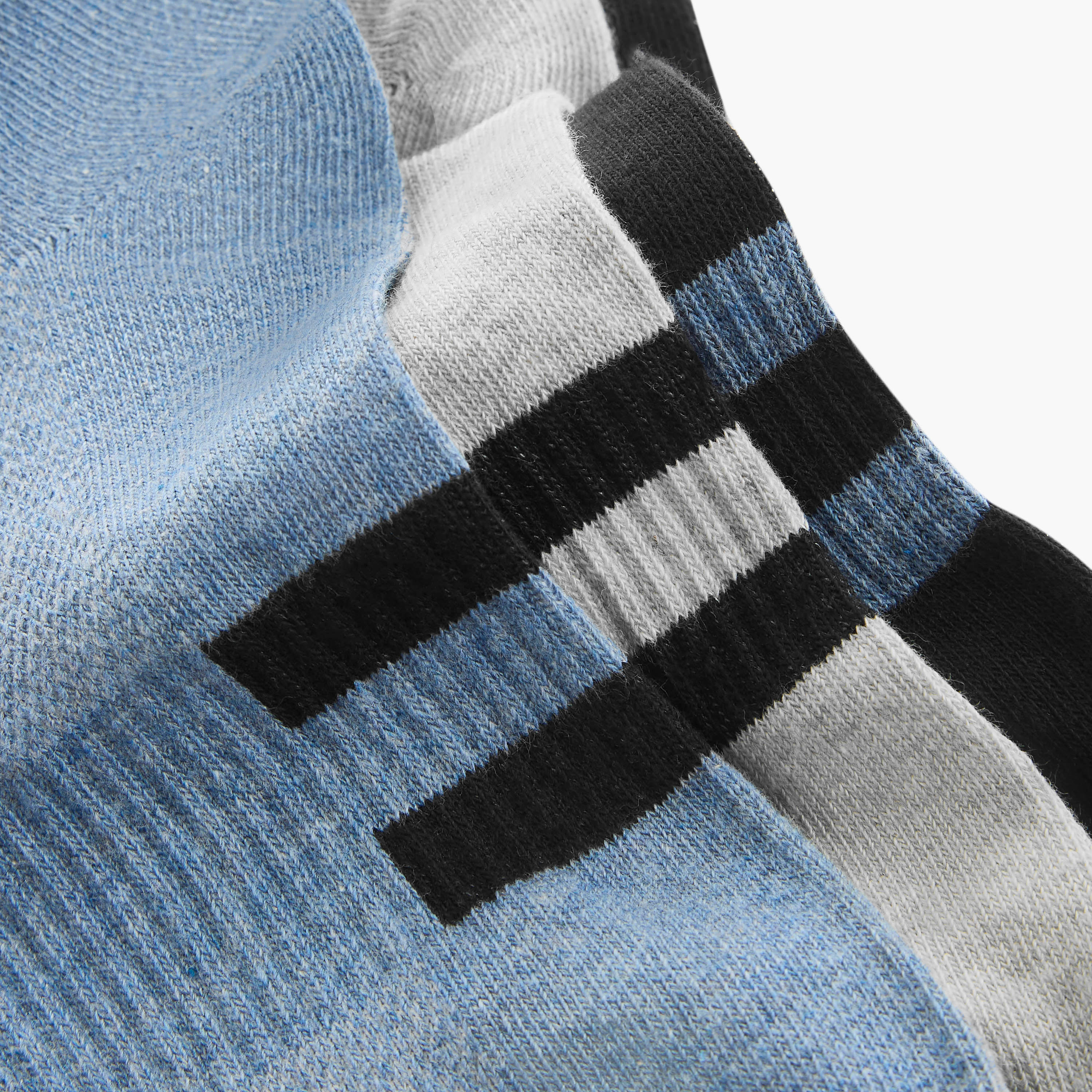 Set of 3 - Stripe Detail Ankle Length Socks with Antibacterial Protection-men-socks-image-4