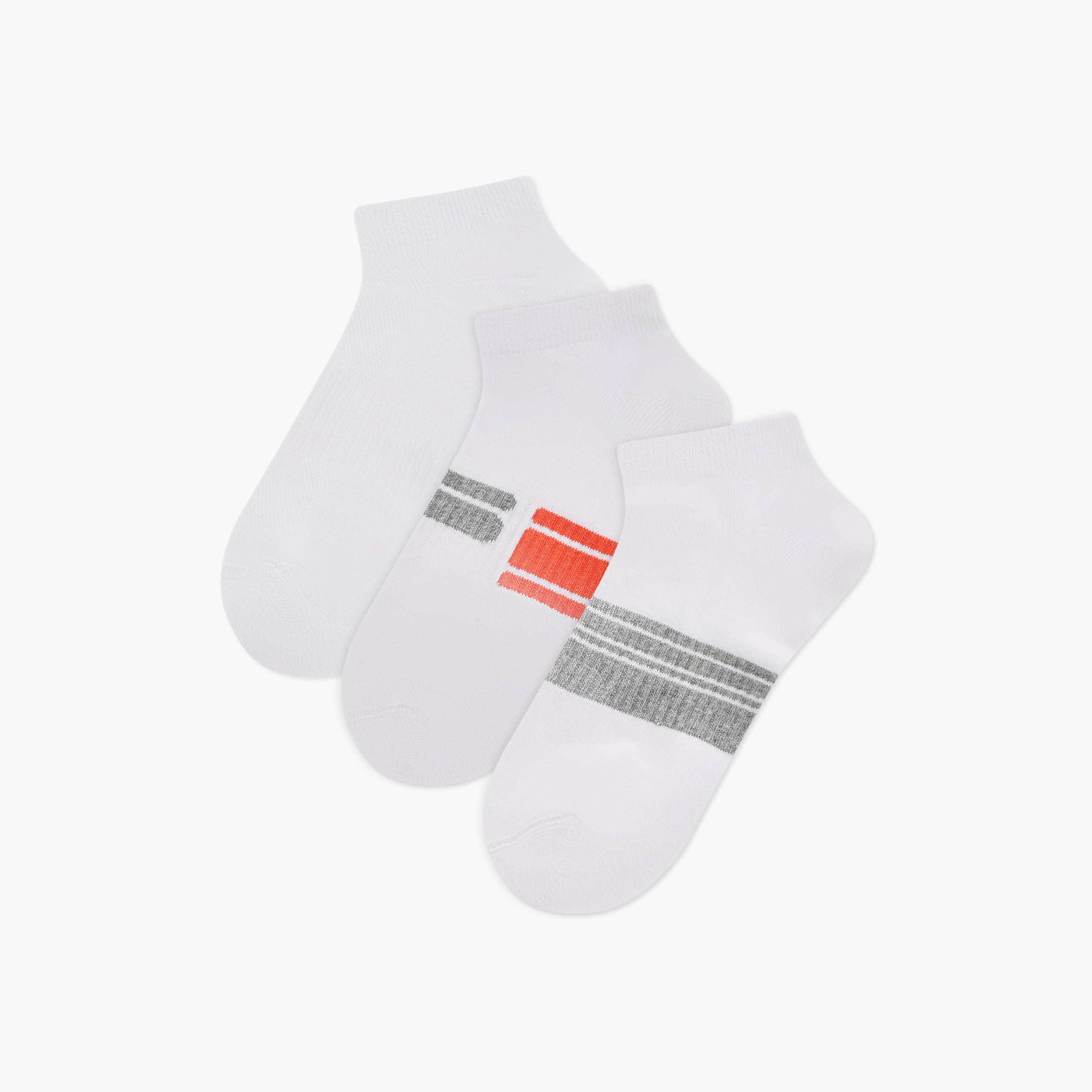 Set of 3 - Stripe Detail Ankle Length Socks with Antibacterial Protection-men-socks-image-1