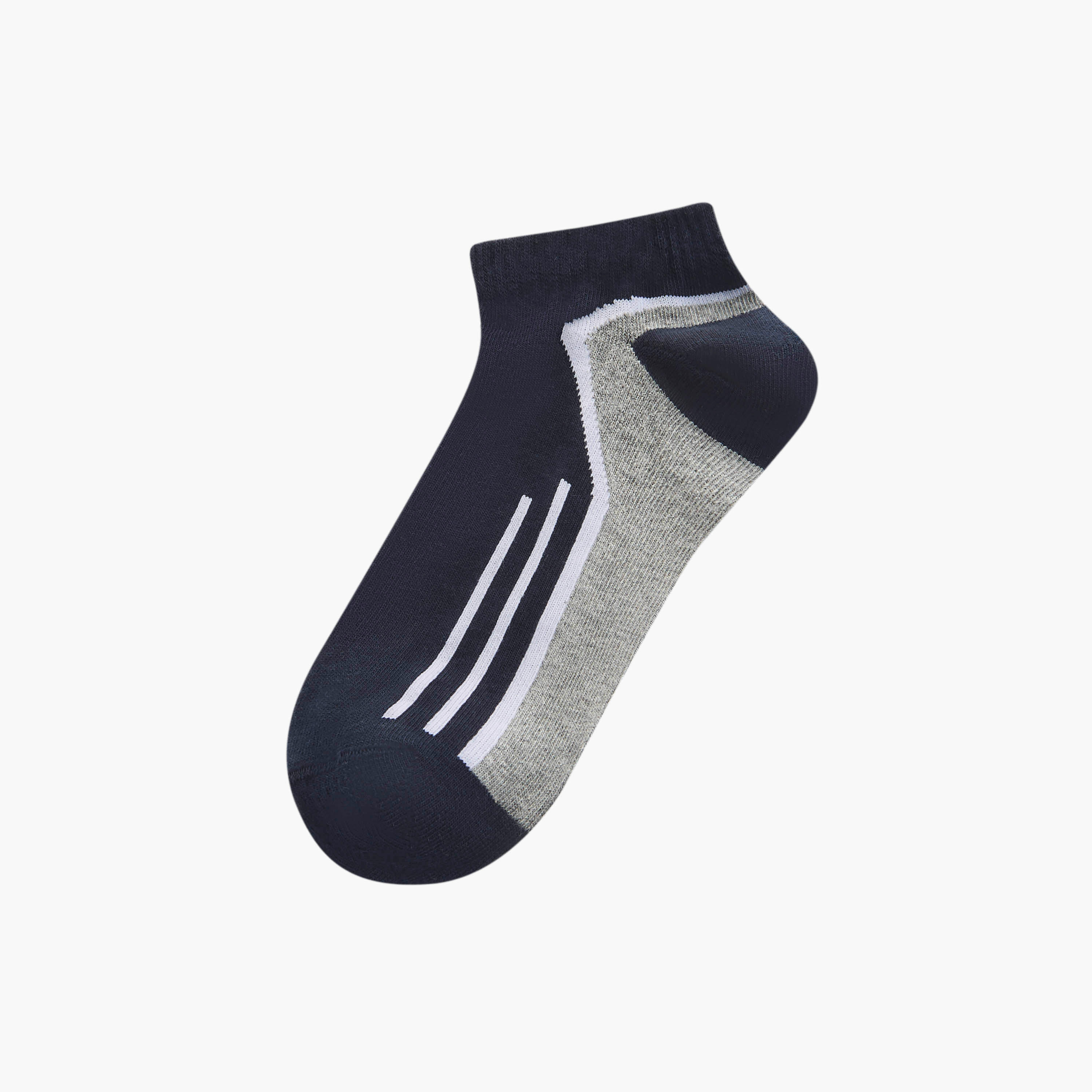 Set of 3 - Stripe Detail Ankle Length Socks with Antibacterial Protection-men-socks-image-2