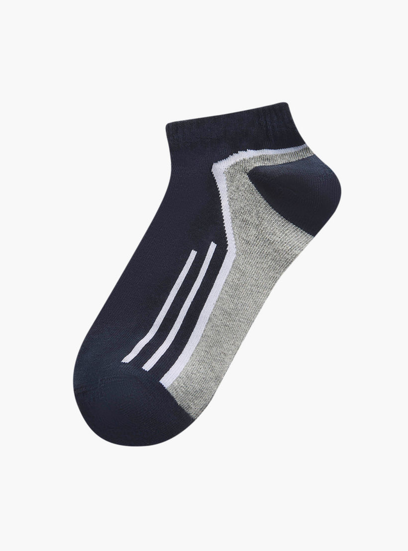 Set of 3 - Stripe Detail Ankle Length Socks with Antibacterial Protection-men-socks-image-2