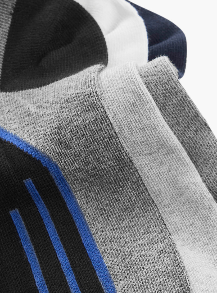 Set of 3 - Stripe Detail Ankle Length Socks with Antibacterial Protection-men-socks-image-4