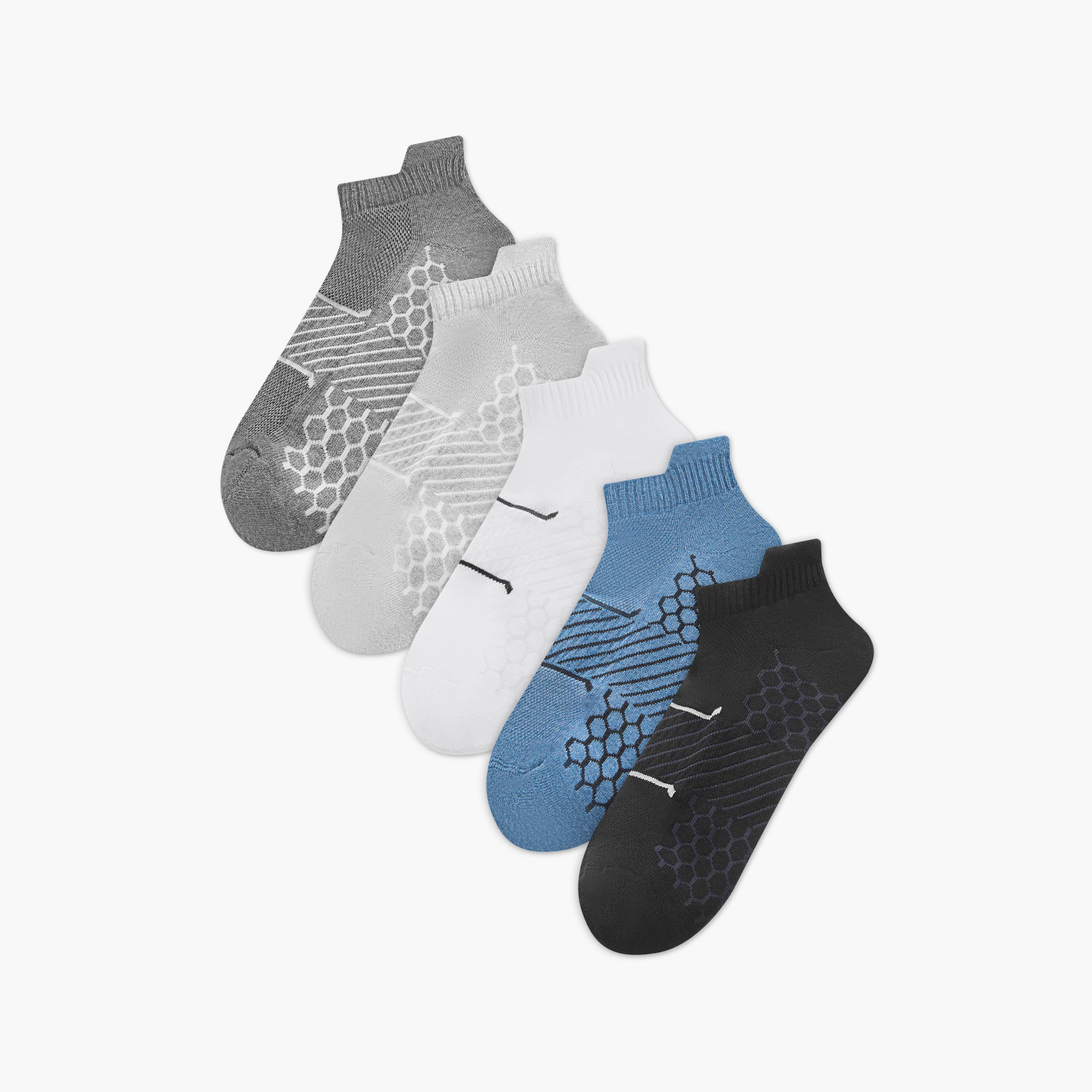 جوارب بارزة الملمس بطول الكاحل وحماية من البكتيريا - طقم من 5 أزواج-men-socks-image-1