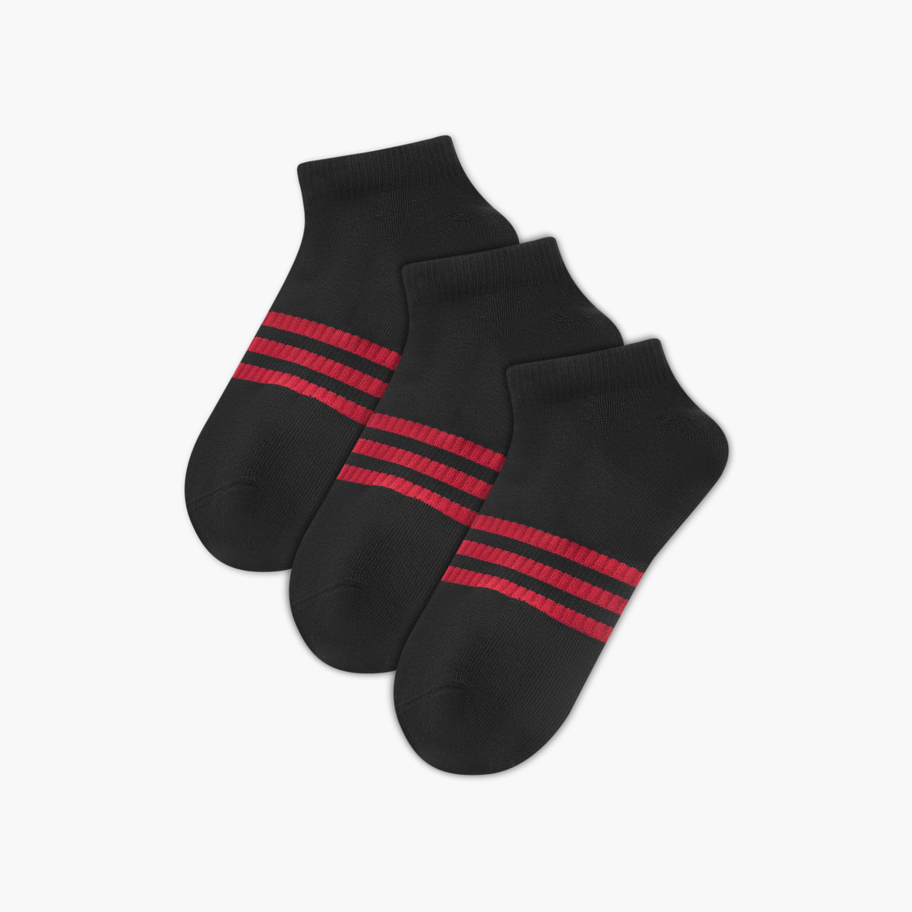 جوارب مقلّمة بطول الكاحل وحماية من البكتيريا - طقم من 3 أزواج-men-socks-image-1