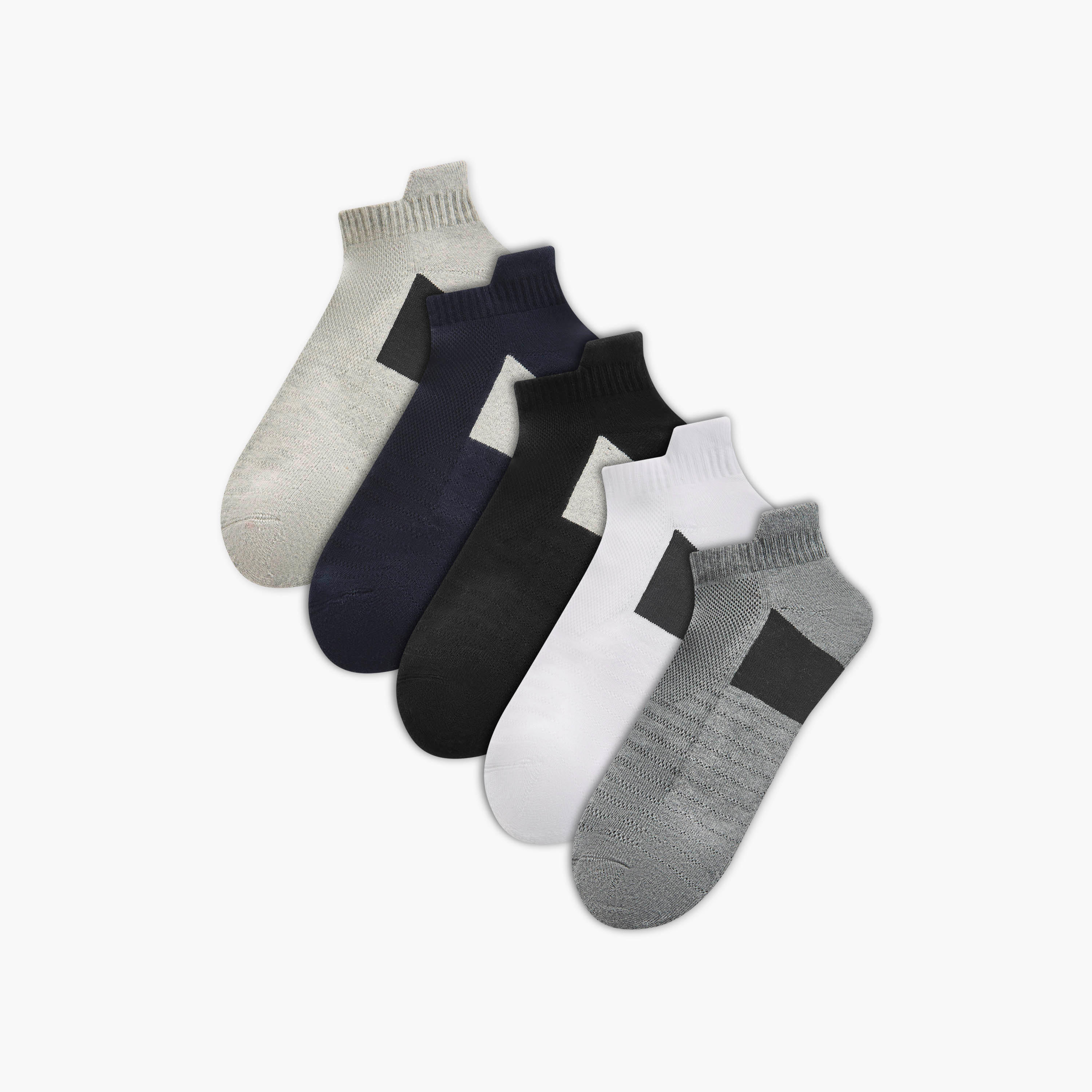 Set of 5 - Textured Ankle Length Socks with Antibacterial Protection-men-socks-image-1