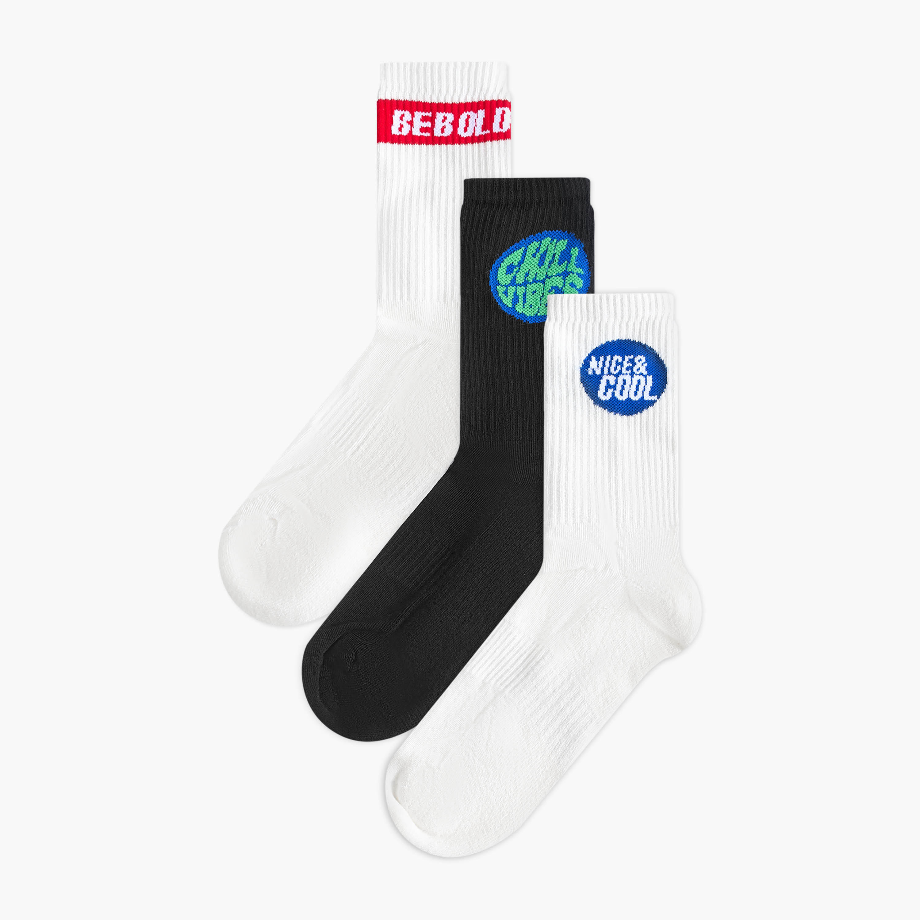 طقم جوارب 3 أزواج نصف تيري بطول الكاحل للرجال-men-socks-image-1