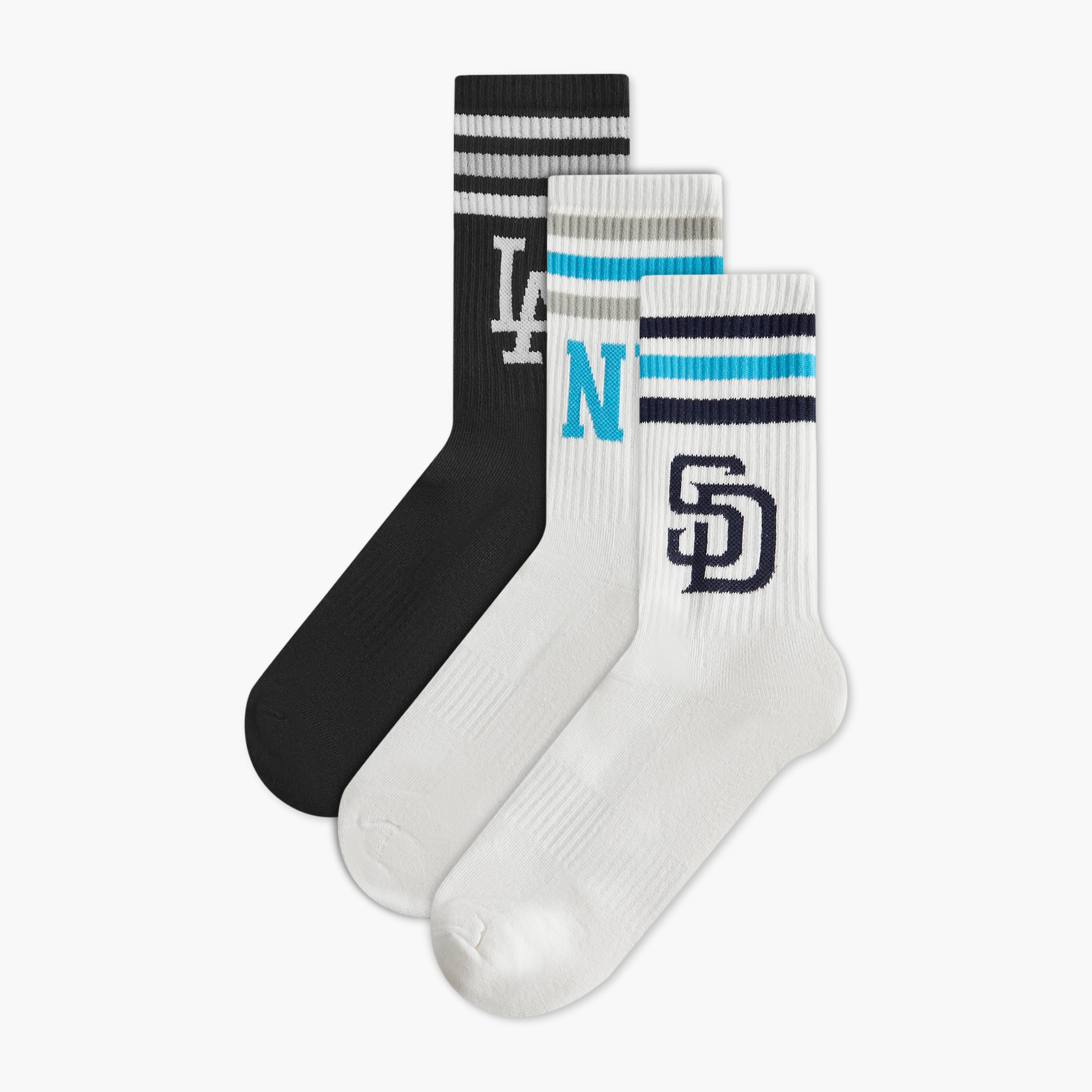 Pack of 3 - Textured Crew Length Socks with Antibacterial Protection-men-socks-image-1