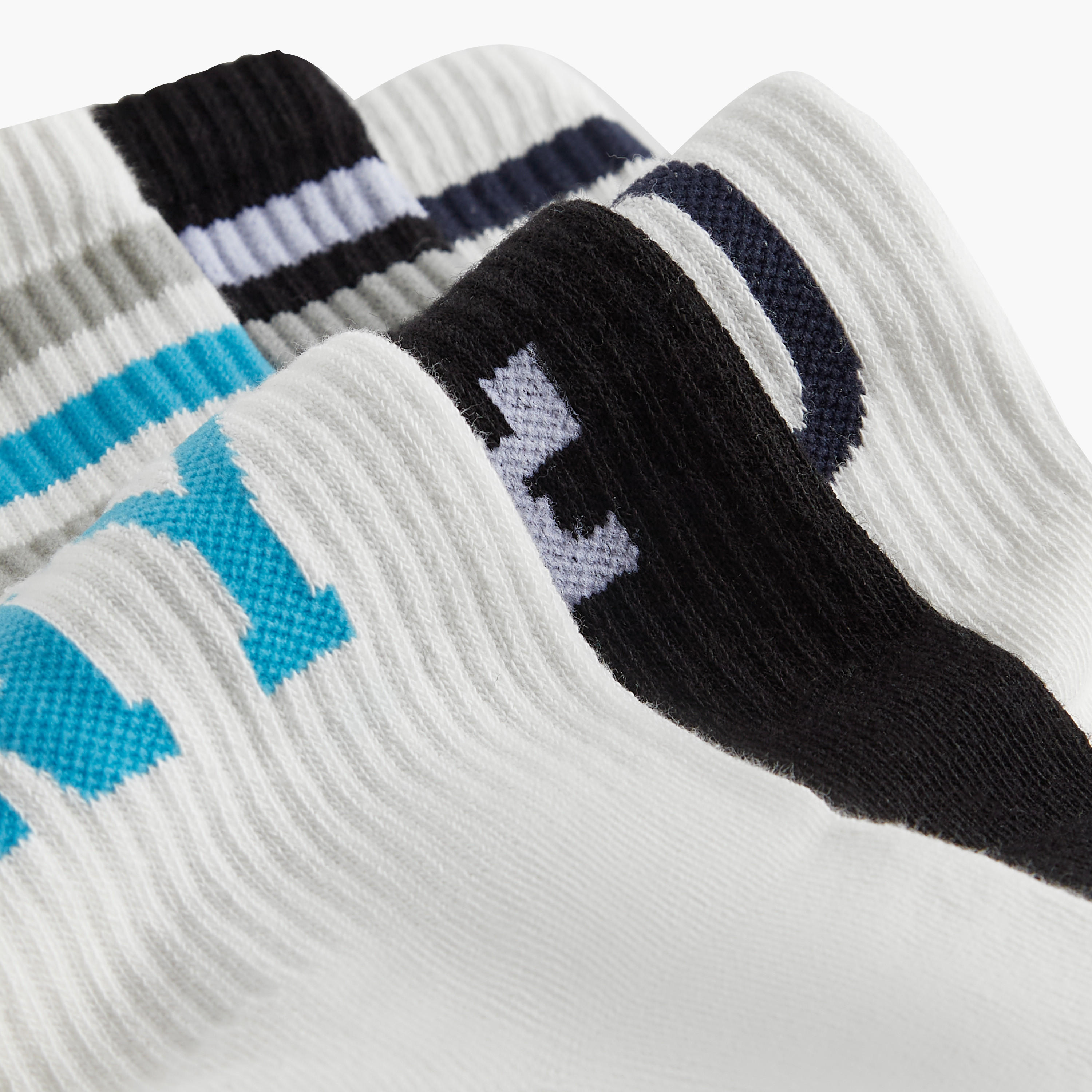Pack of 3 - Textured Crew Length Socks with Antibacterial Protection-men-socks-image-4
