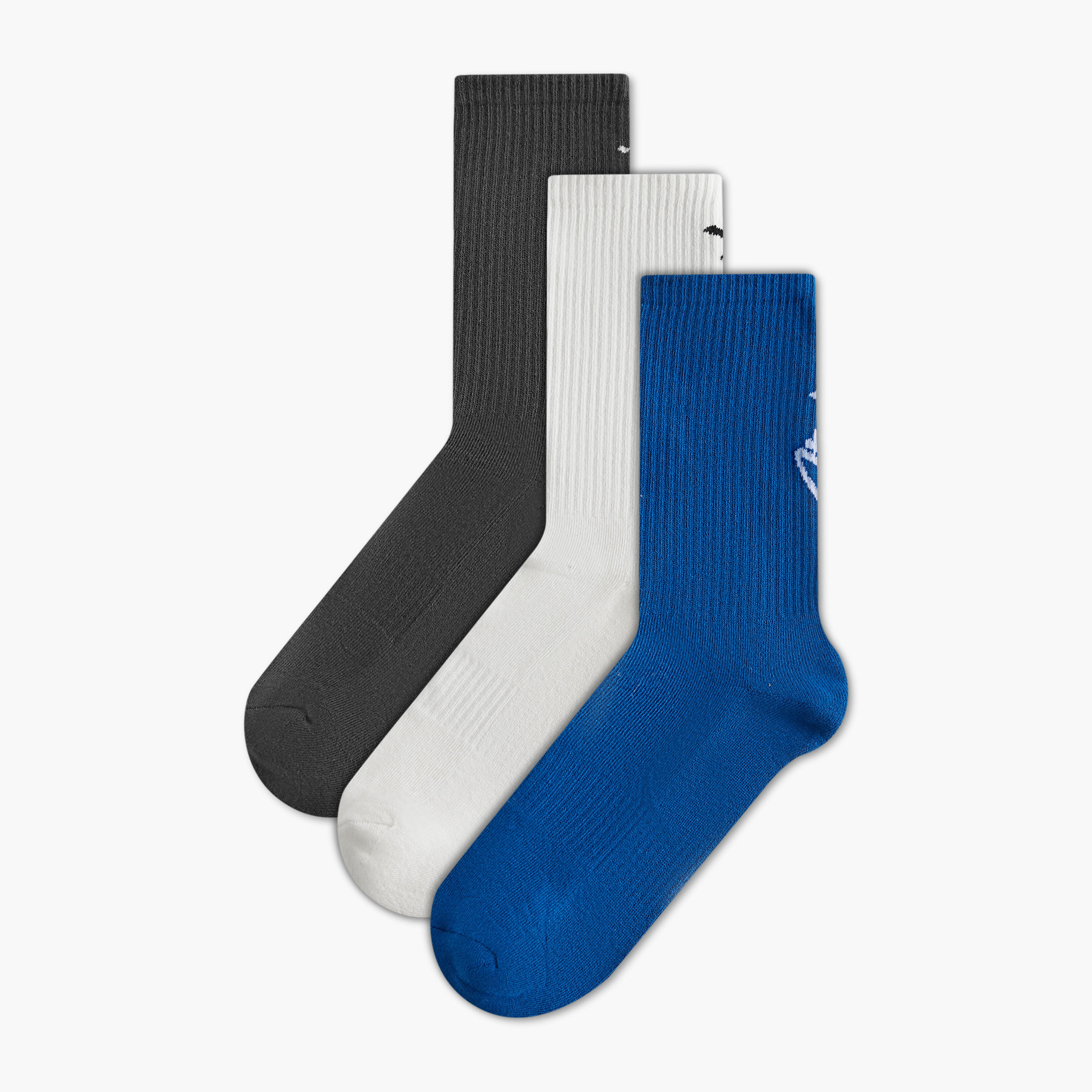 Pack of 3 - Textured Crew Length Socks with Antibacterial Protection-men-socks-image-1