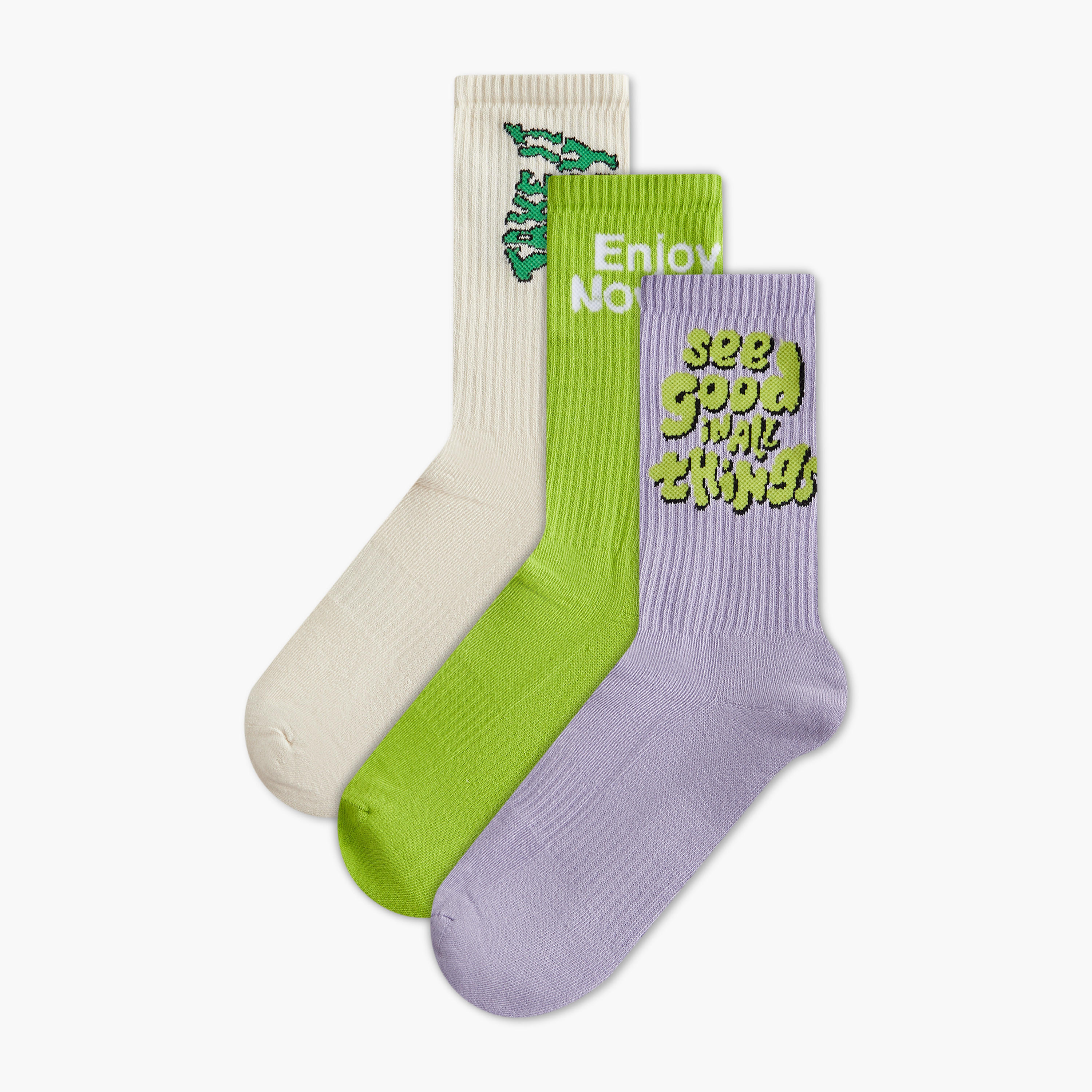 Pack of 3 - Textured Crew Length Socks with Antibacterial Protection-men-socks-image-1