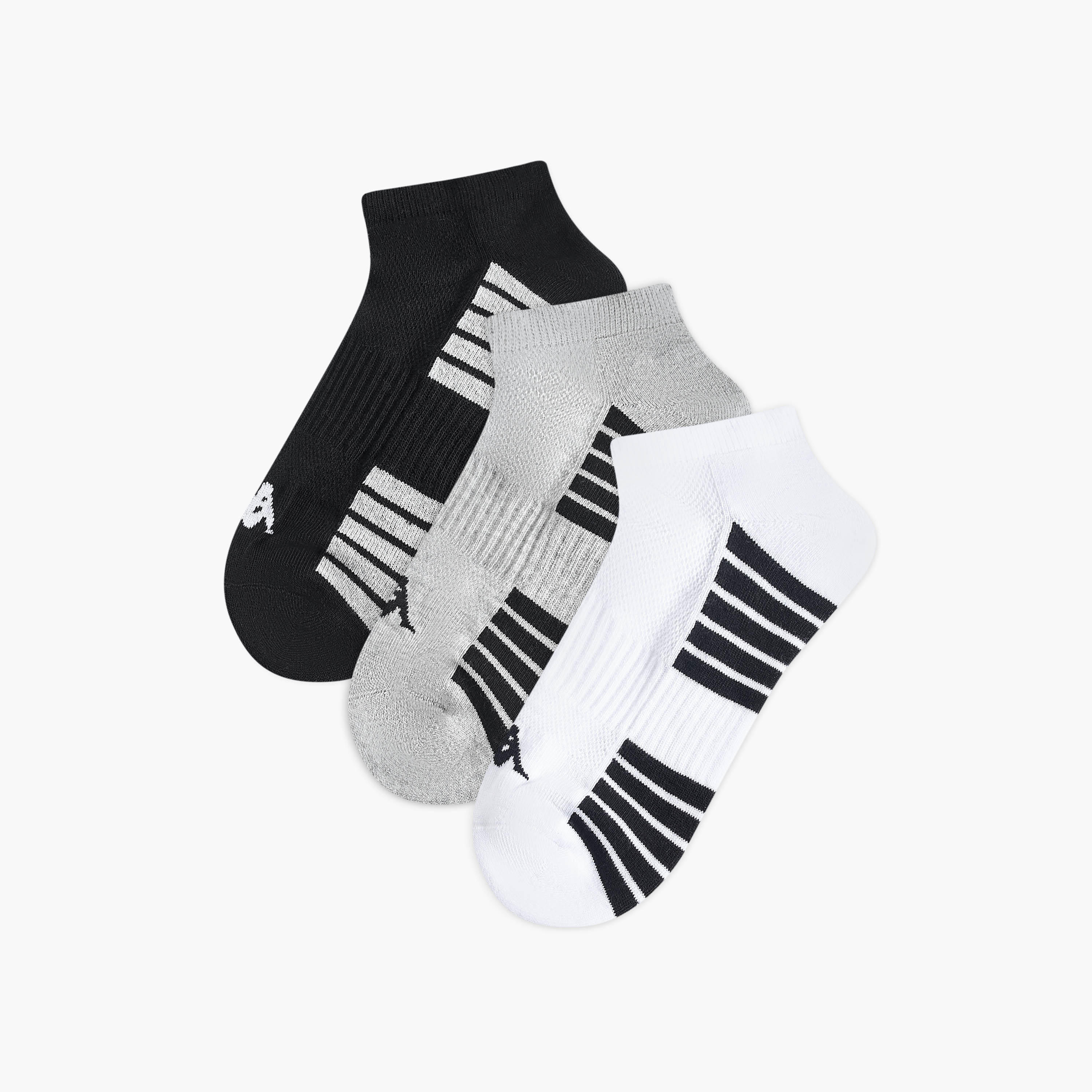 طقم جوارب مخططة 3 أزواج نصف تيري بطول الكاحل من كابا-men-socks-image-1