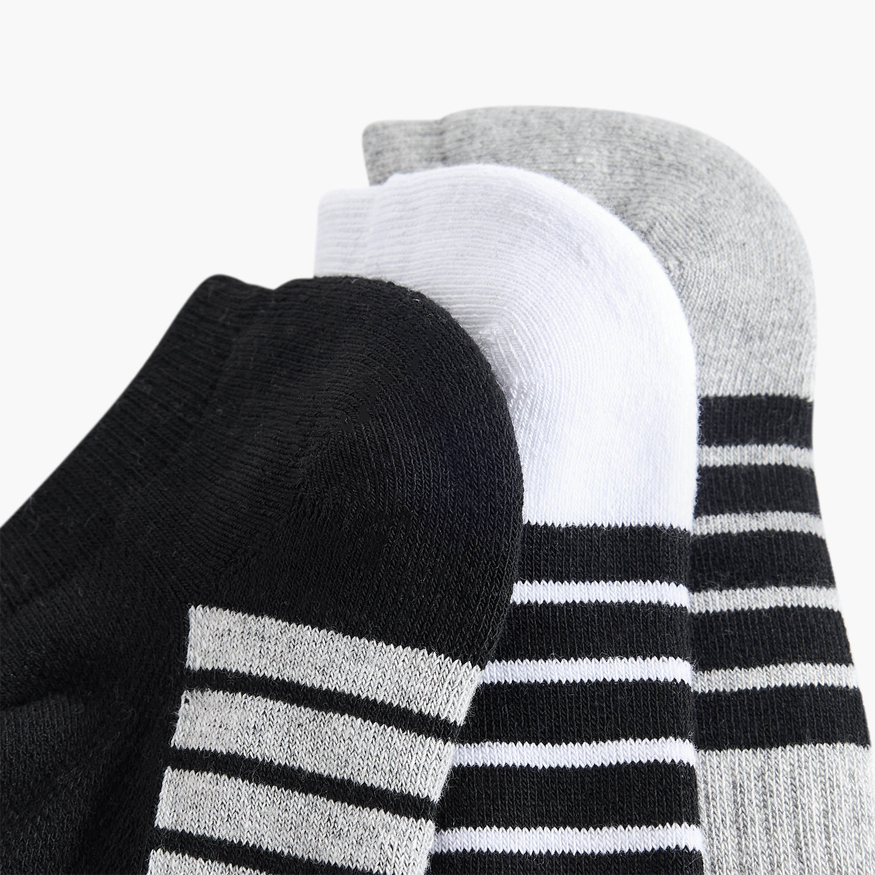 طقم جوارب مخططة 3 أزواج نصف تيري بطول الكاحل من كابا-men-socks-image-4