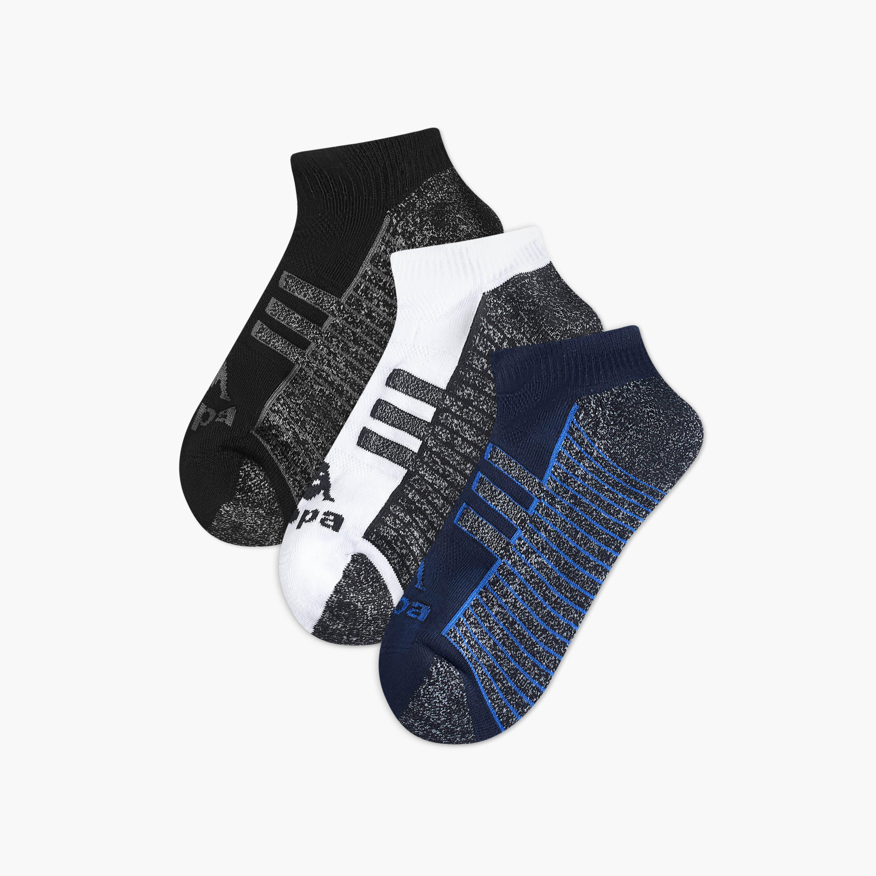Set of 3 - Kappa Striped Ankle Length Half Terry Socks-men-socks-image-1