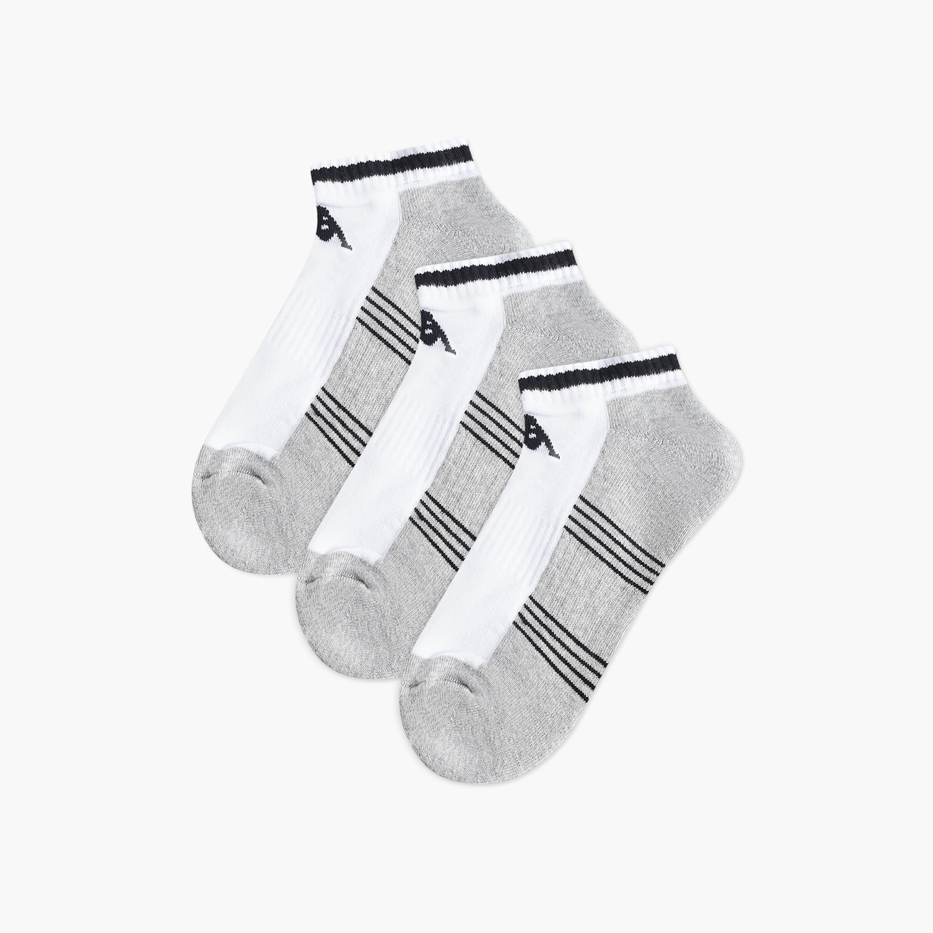 Set of 3 - Kappa Striped Ankle Length Half Terry Socks-men-socks-image-1