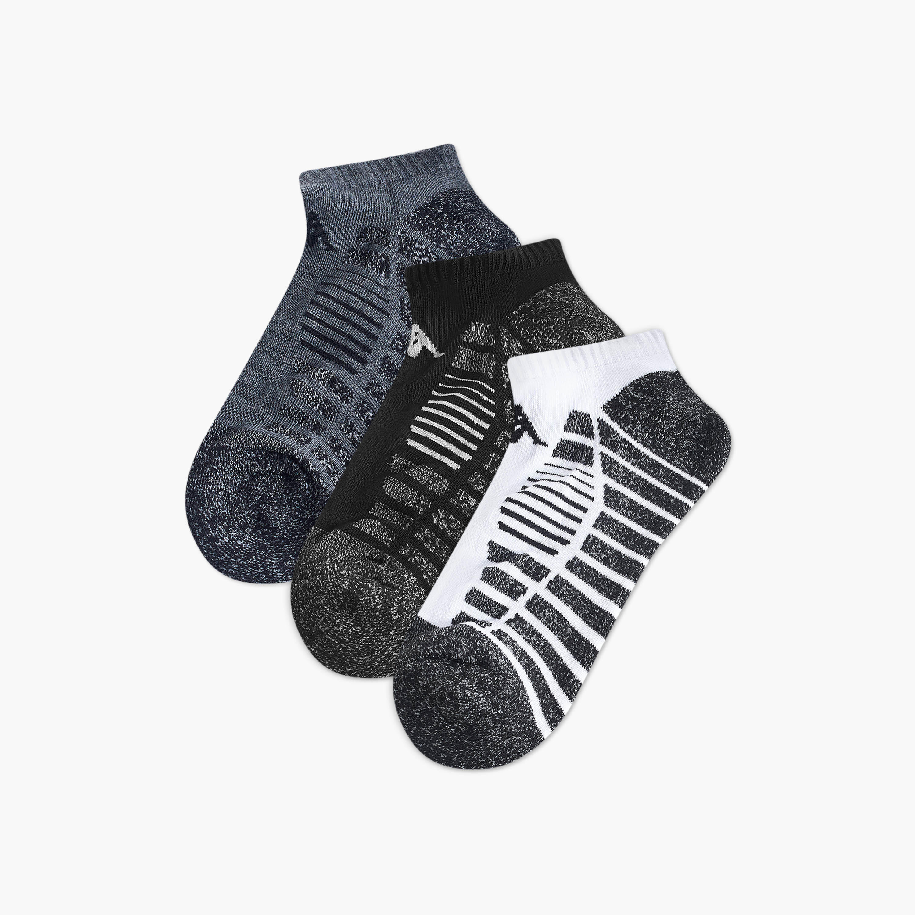 Set of 3 - Kappa Striped Ankle Length Half Terry Socks-men-socks-image-1