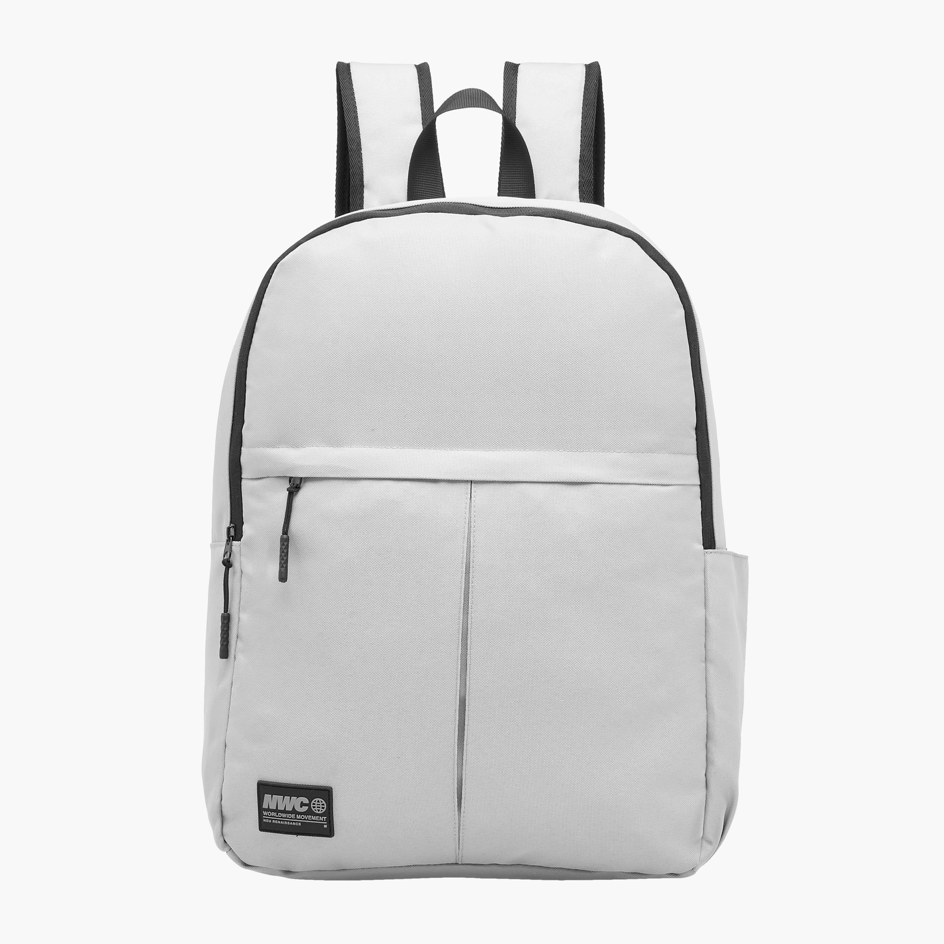 Panelled Detail Backpack with Adjustable Shoulder Straps and Zip Closure-men-bags-image-1