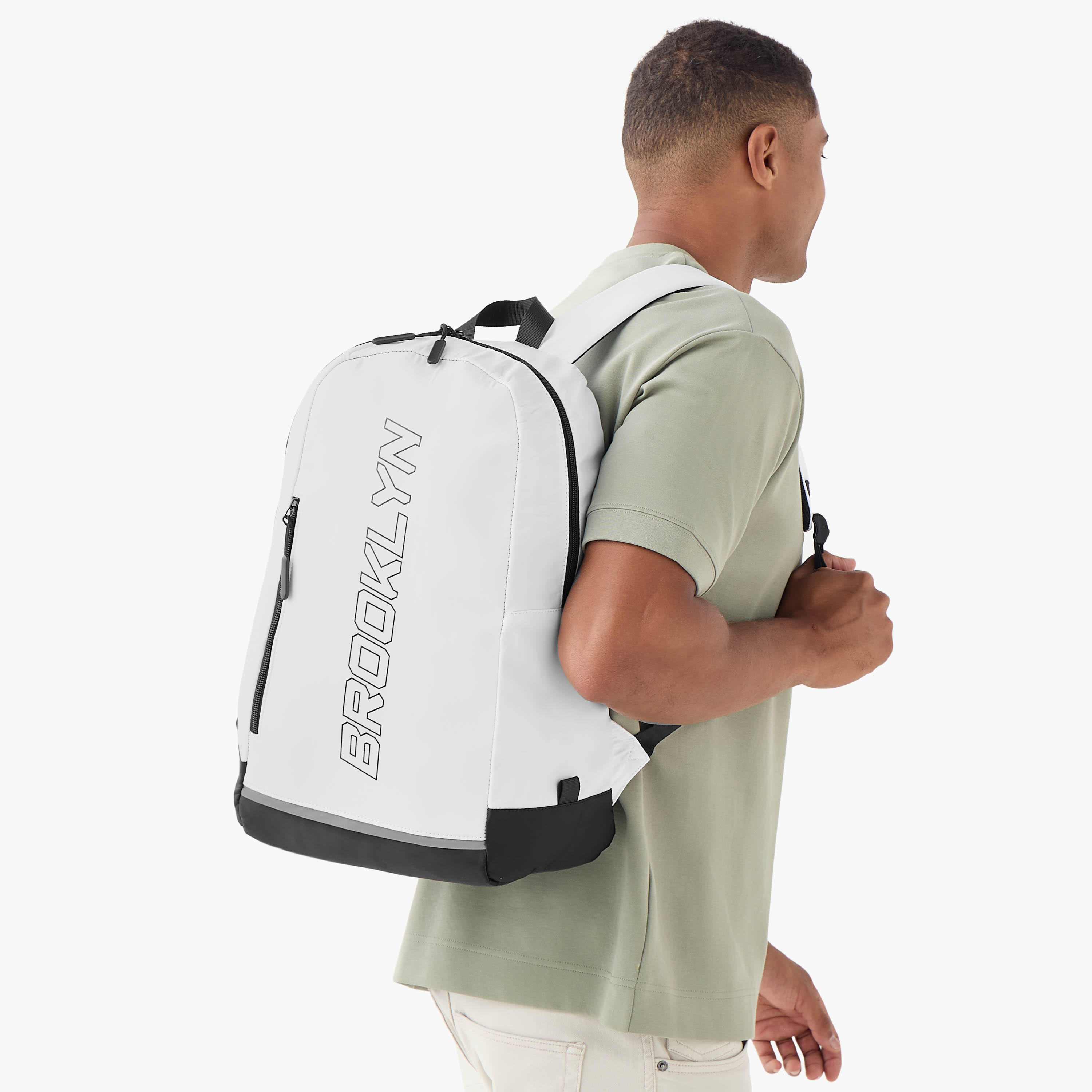 Brooklyn Print Backpack with Adjustable Shoulder Straps and Zip Closure - 31x16x44 cm-men-bags-image-2