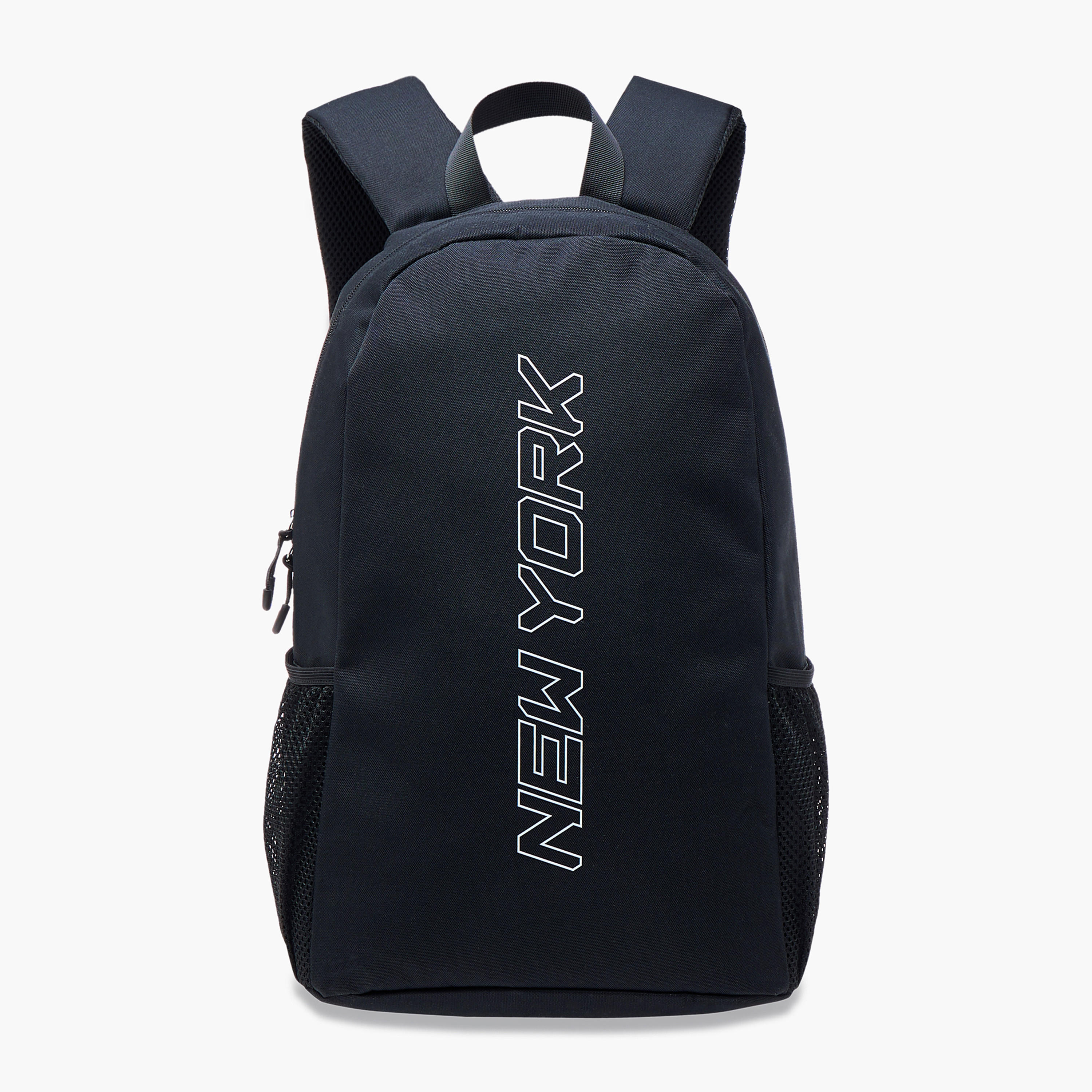 New York Print Backpack with Adjustable Shoulder Straps and Zip Closure-men-bags-image-2