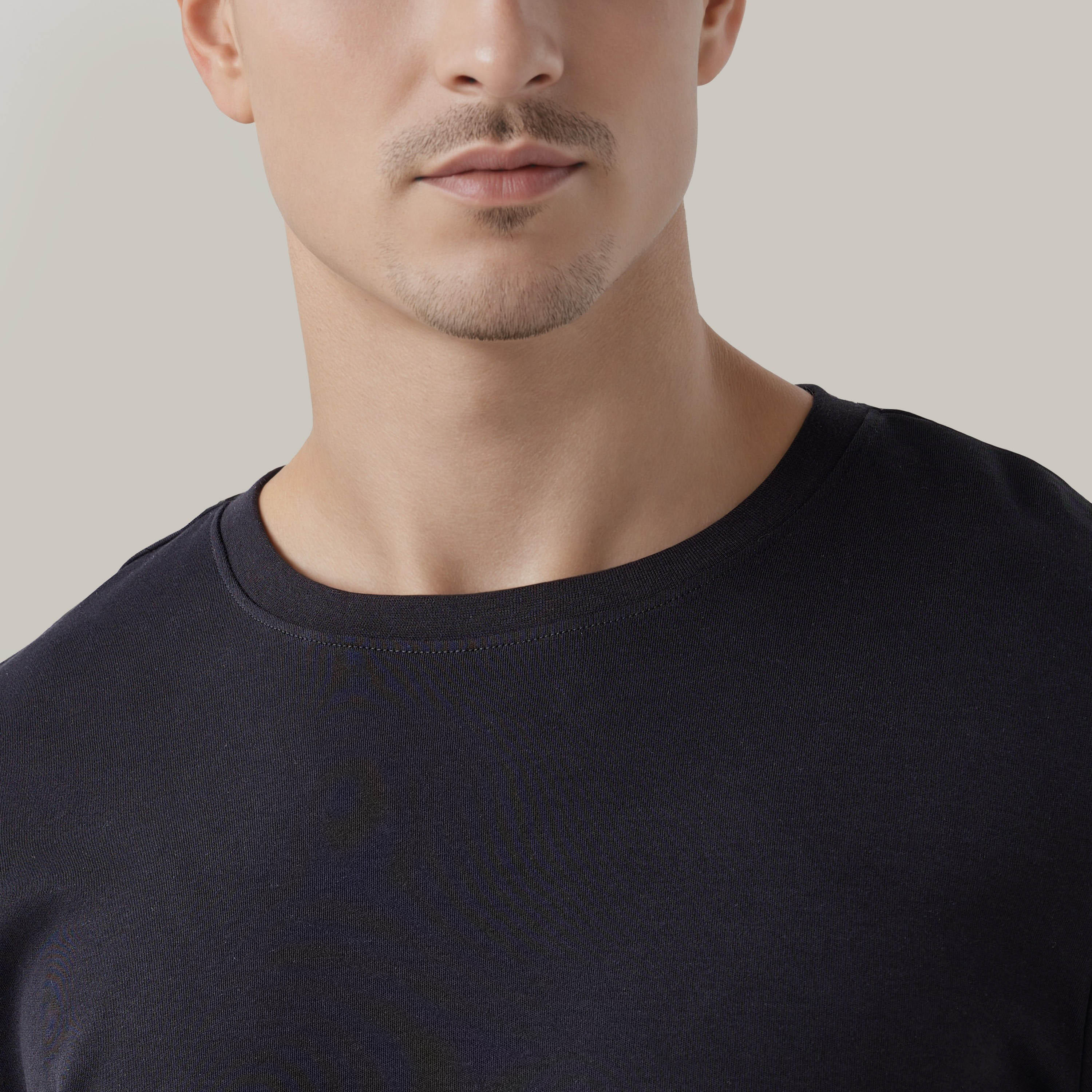 طقم بنطلون بيجاما بارز الملمس وتيشيرت بياقة ضيقة-men-clothing-nightwear-sets-image-5