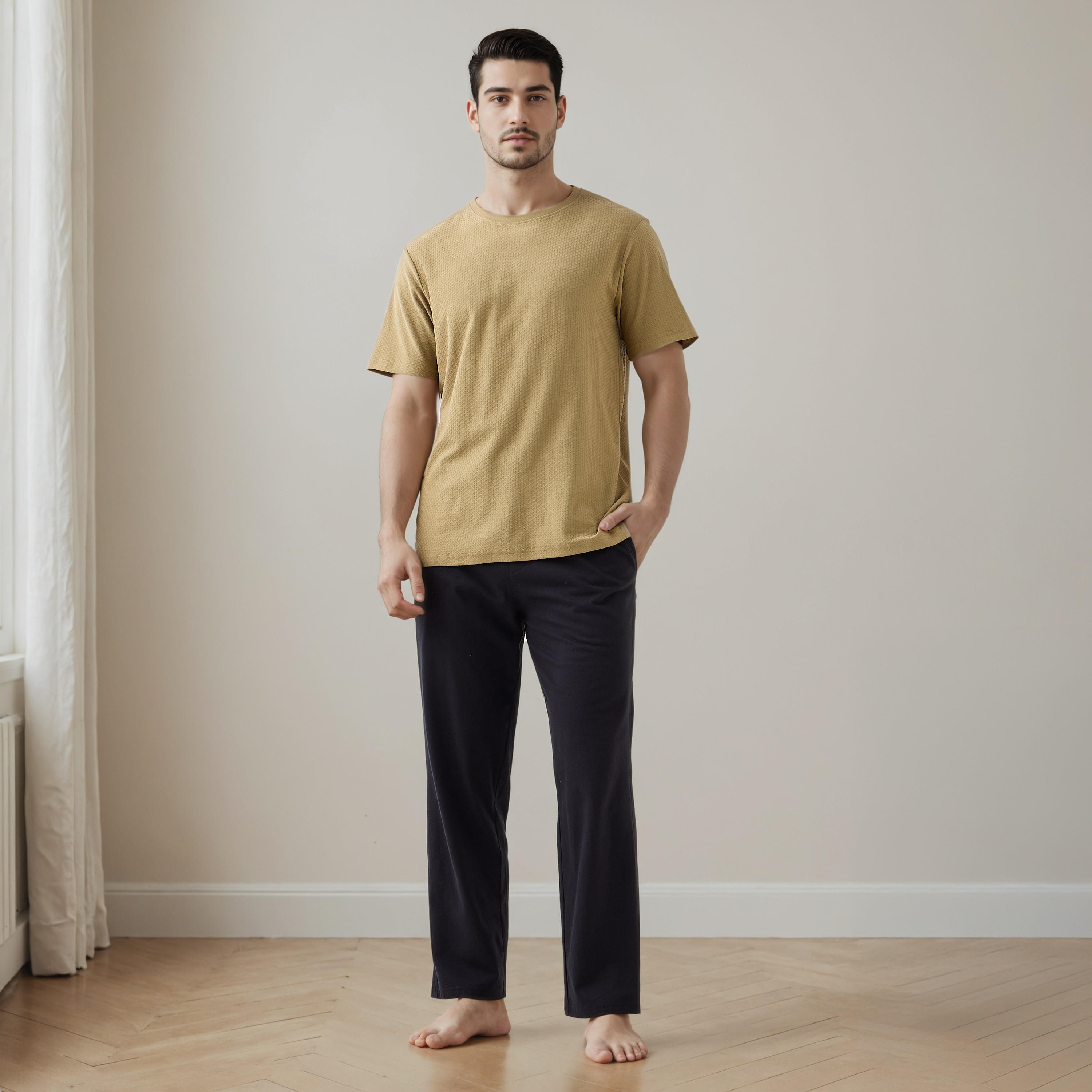 طقم بيجاما بارز الملمس-men-clothing-nightwear-sets-image-1