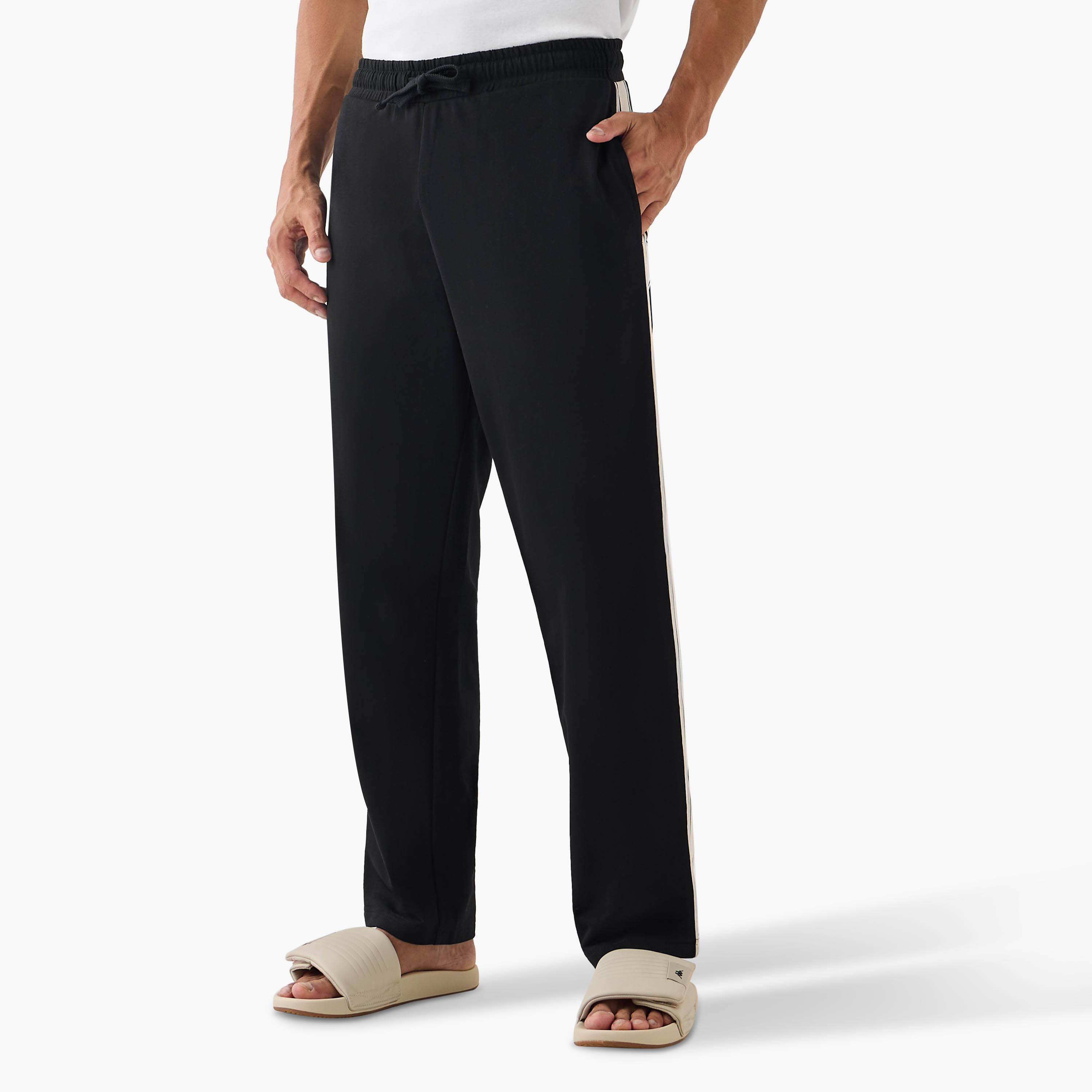 Striped Pyjama with Drawstring Closure and Pockets-men-clothing-nightwear-pyjamaandshorts-image-1