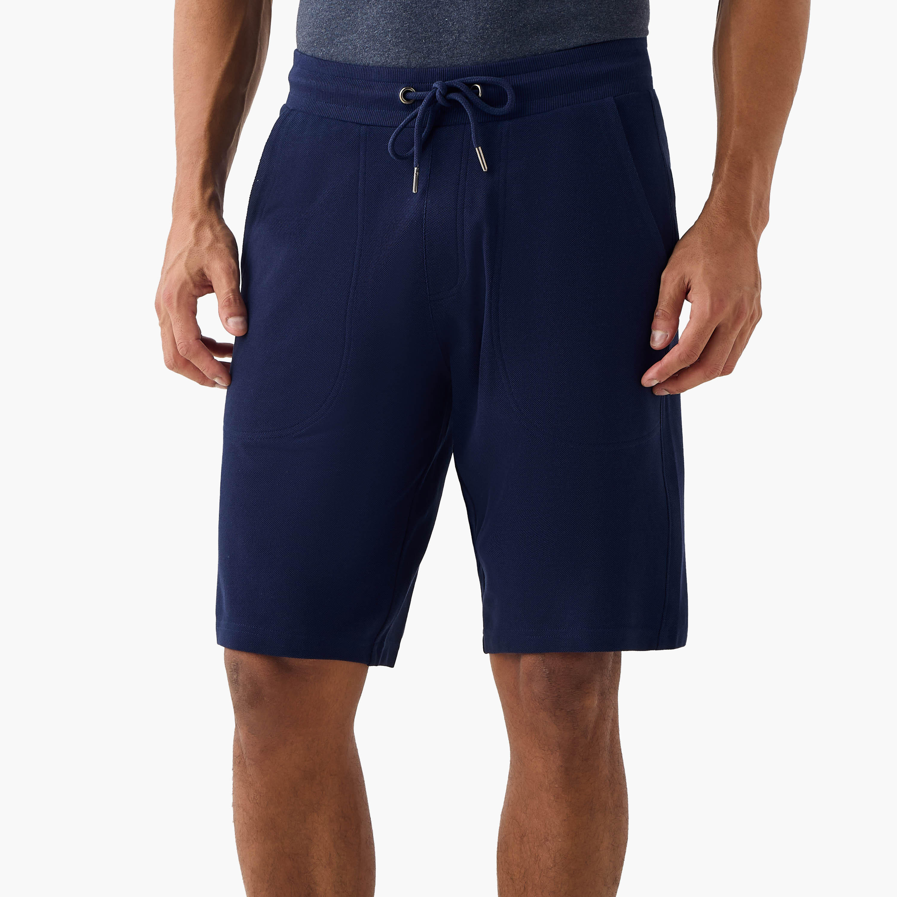 Panelled Lounge Shorts with Drawstring Closure and Pockets-men-clothing-bottoms-shorts-image-1
