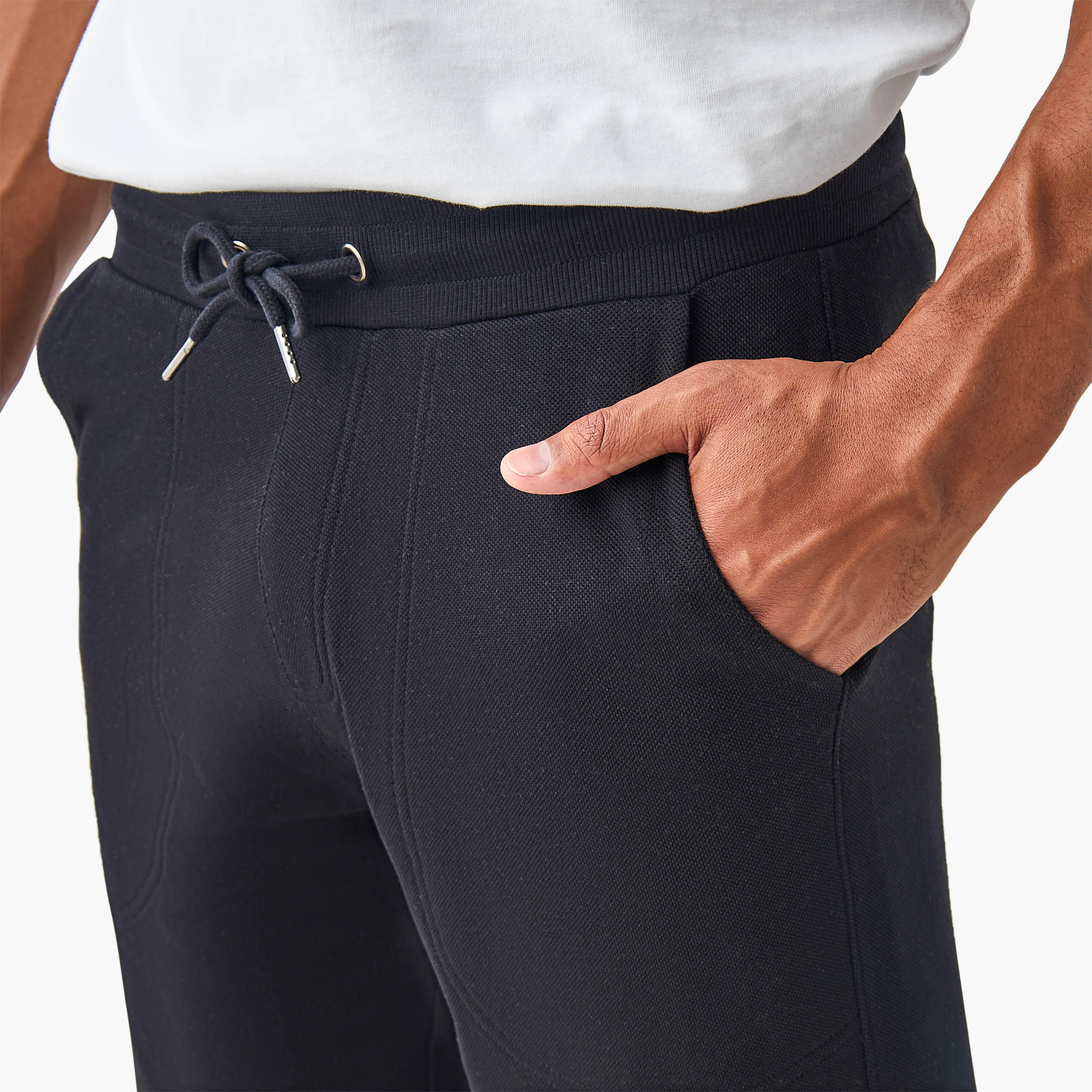 Panelled Lounge Shorts with Drawstring Closure and Pockets-men-clothing-bottoms-shorts-image-4